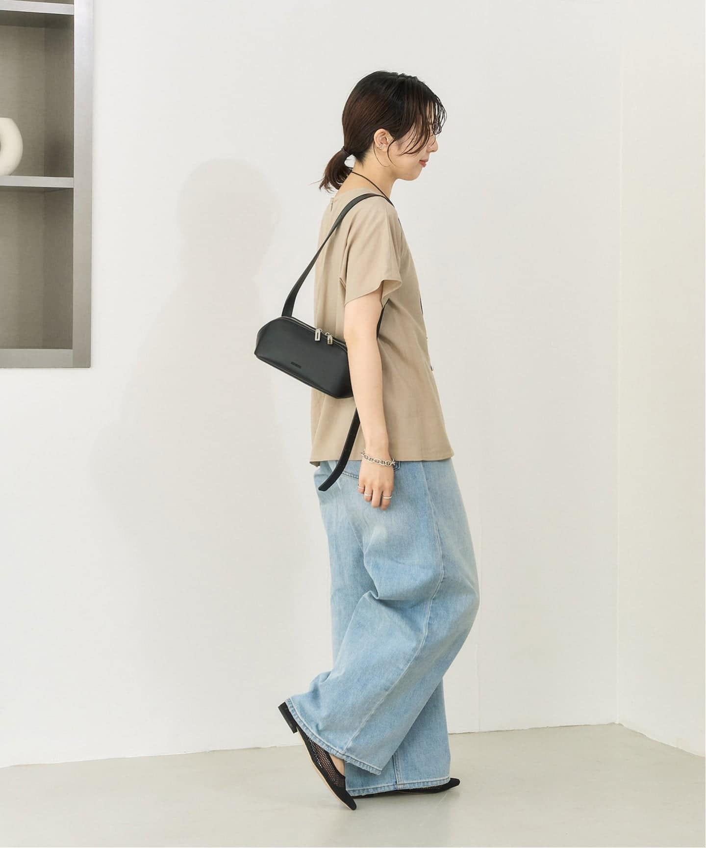 新品✨️LE TALON☆ポインテッドワンストラップフラット23.5cm 追加2》ポインテッドネットワンストラップフラット（フラットシューズ