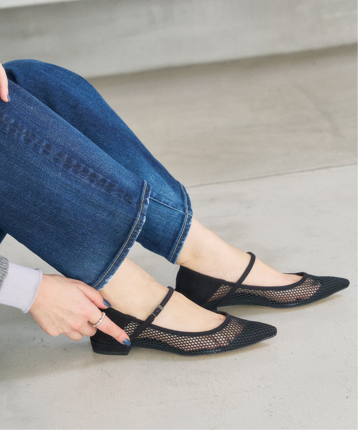 追加予約2》ポインテッドネットワンストラップフラット（フラット