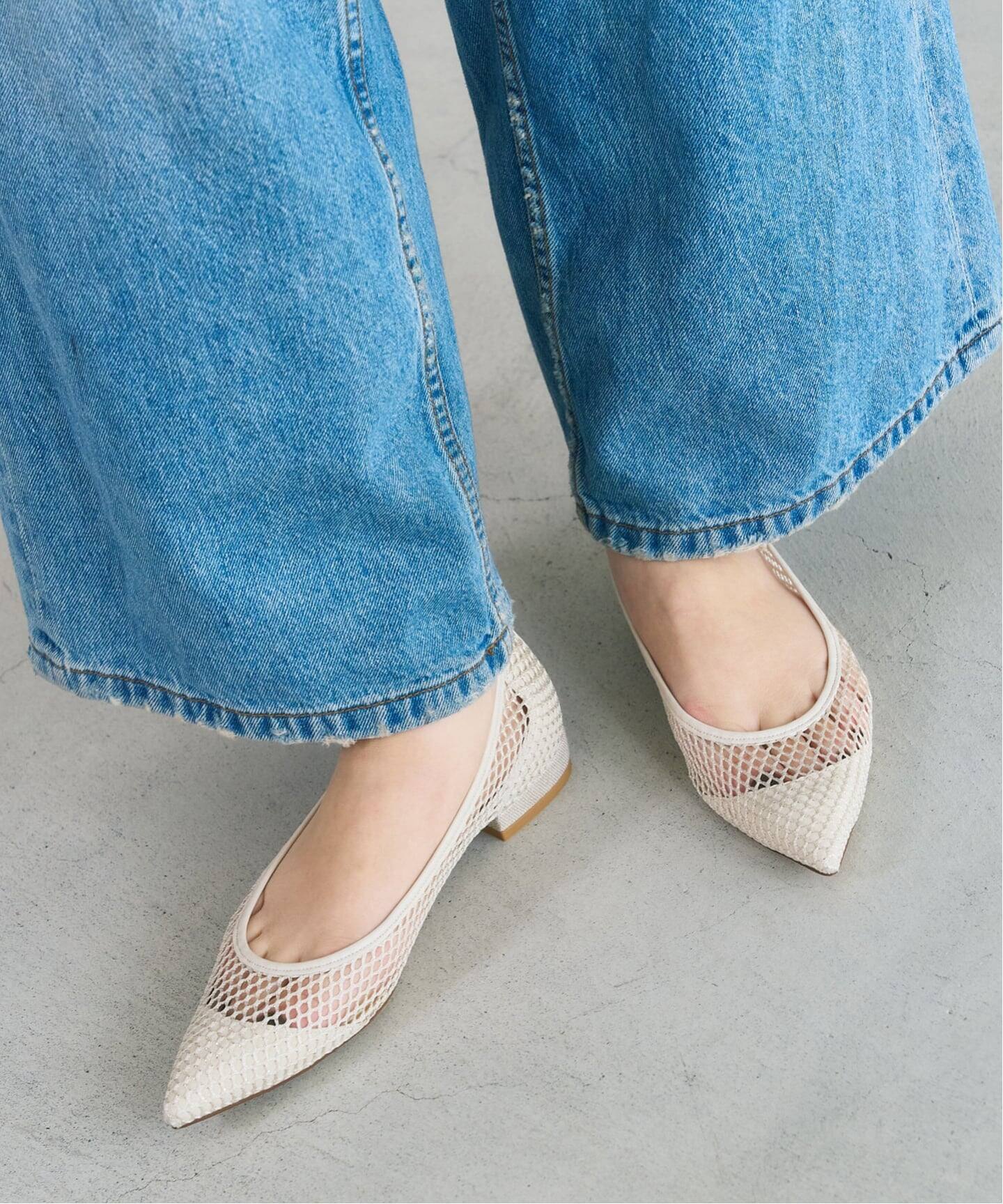 追加予約3》ポインテッドネットフラット（フラットシューズ）｜LE