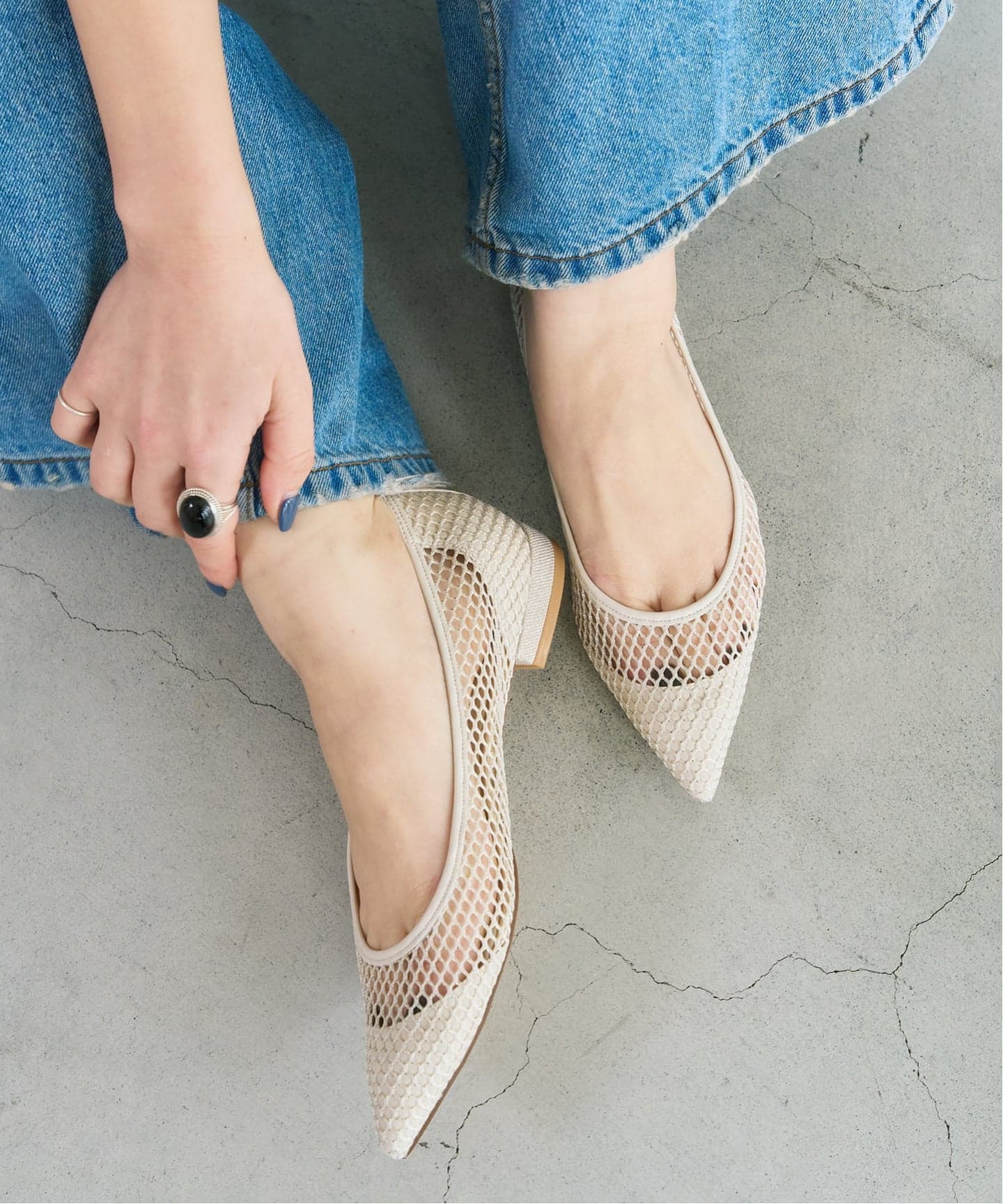 追加予約2》ポインテッドネットフラット（フラットシューズ）｜LE