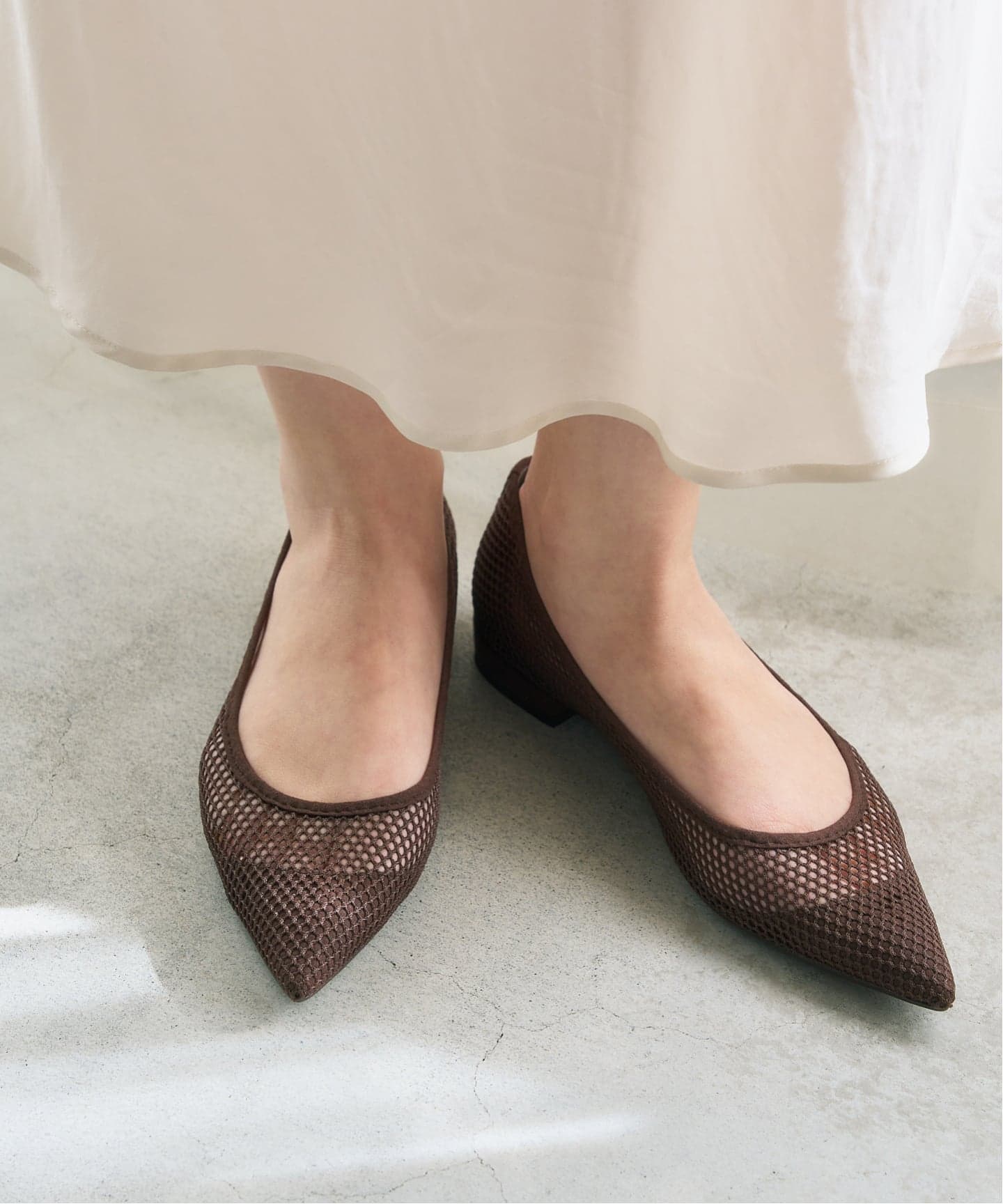 追加予約2》ポインテッドネットフラット（フラットシューズ）｜LE