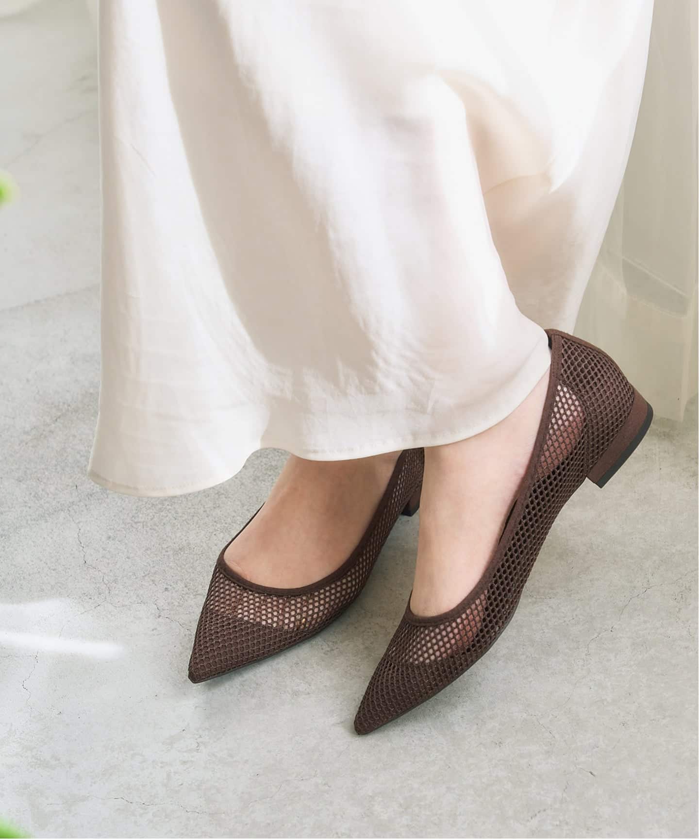 追加予約2》ポインテッドネットフラット（フラットシューズ）｜LE