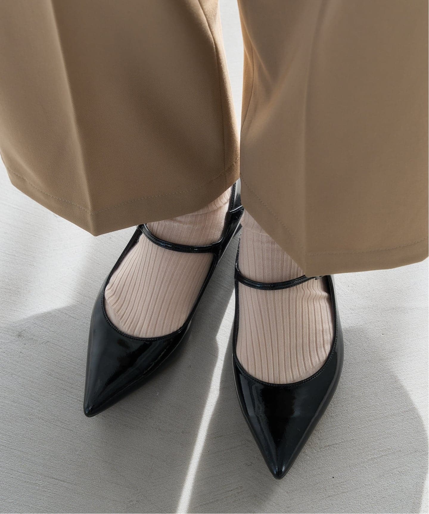 追加2》ポインテッドワンストラップフラット（フラットシューズ）｜LE