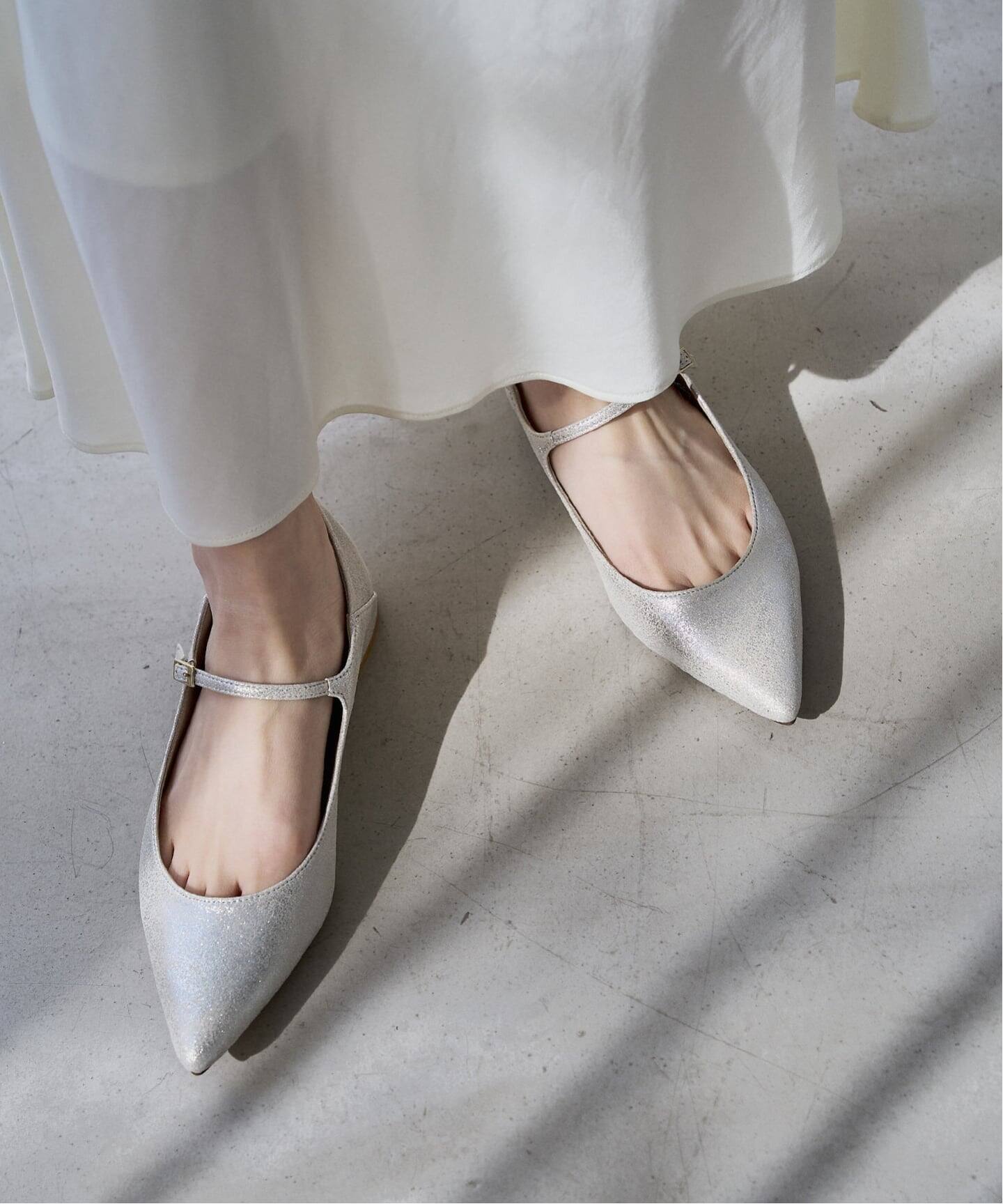 追加》ポインテッドワンストラップフラット（フラットシューズ）｜LE