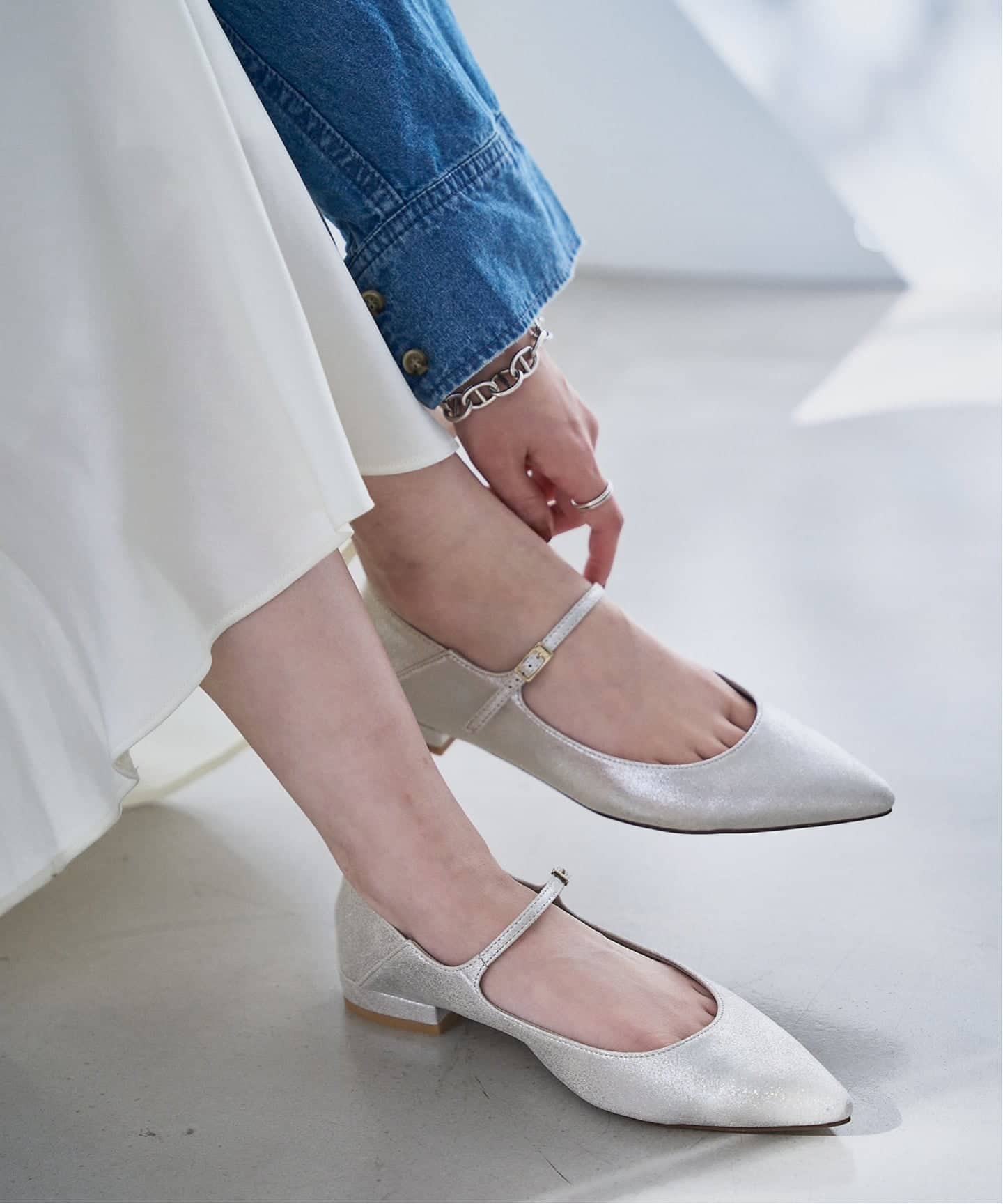 追加予約》ポインテッドワンストラップフラット（フラットシューズ