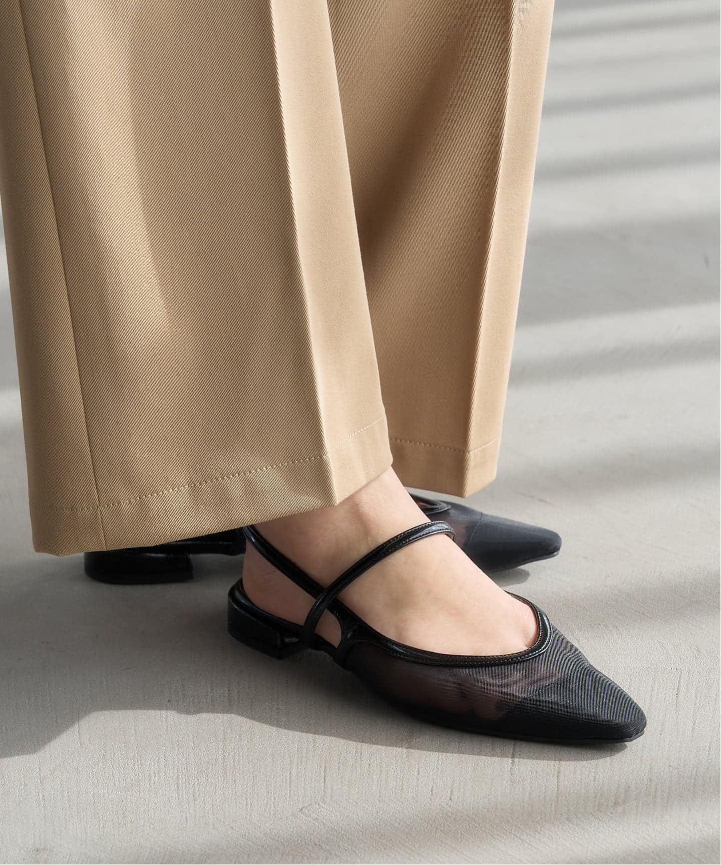 追加予約》シアーストラップスリングバック（フラットシューズ）｜LE