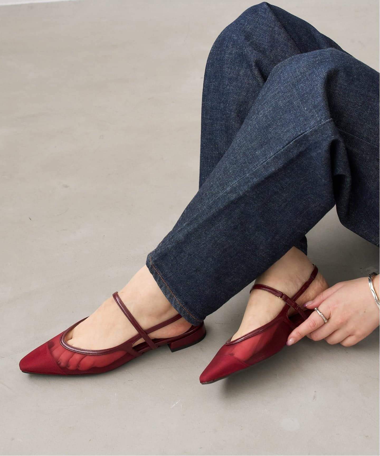 MH7◆新品◆LE TALONルタロン シアーストラップスリングバック 24.0 追加予約》シアーストラップスリングバック（フラットシューズ）｜LE