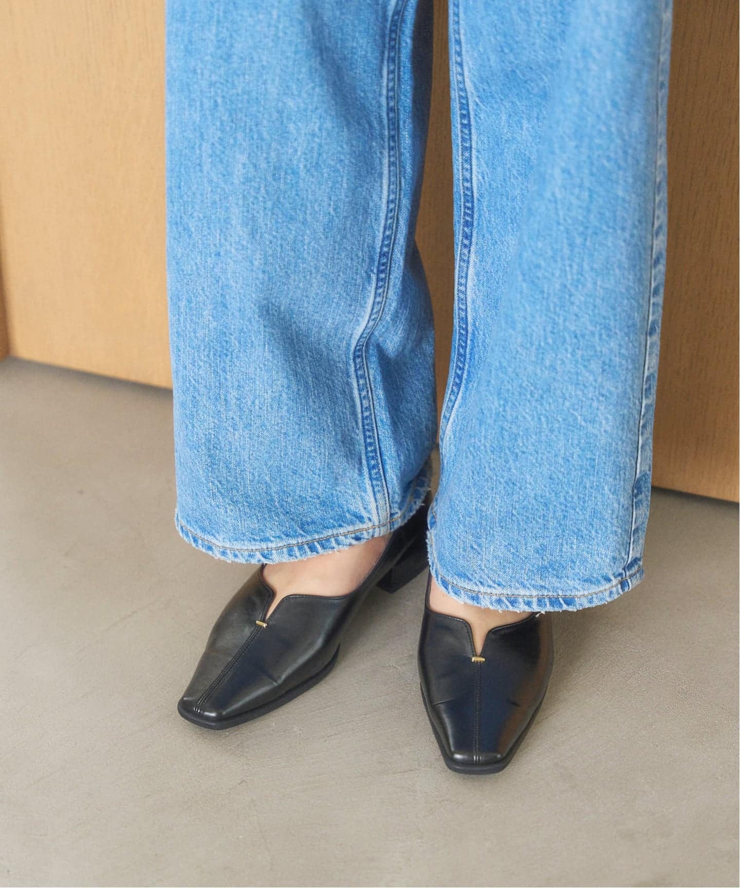 追加》2.5cmスクエアスリットソフトフラット（フラットシューズ）｜LE