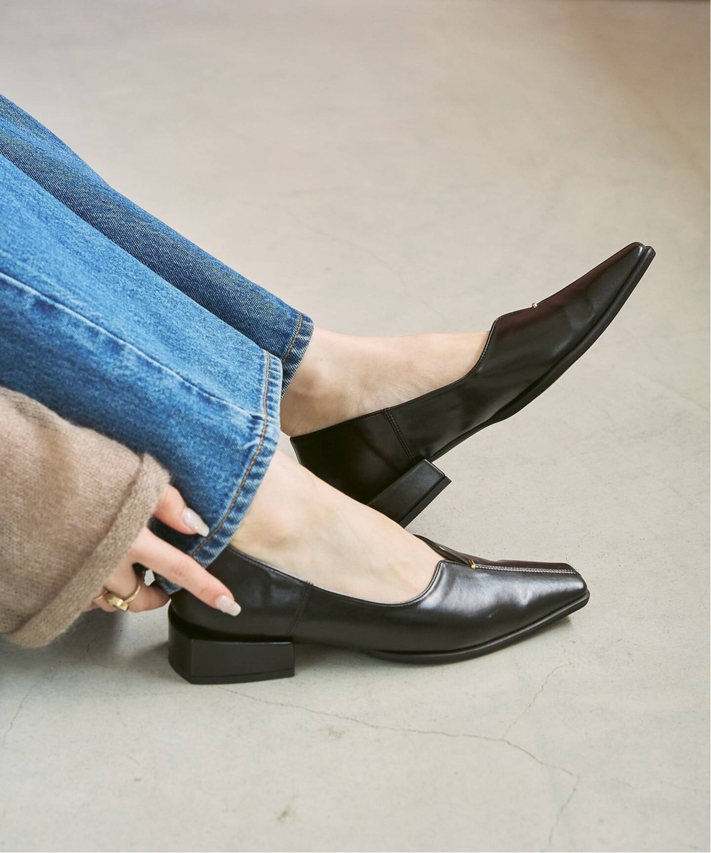 追加》2.5cmスクエアスリットソフトフラット（フラットシューズ）｜LE