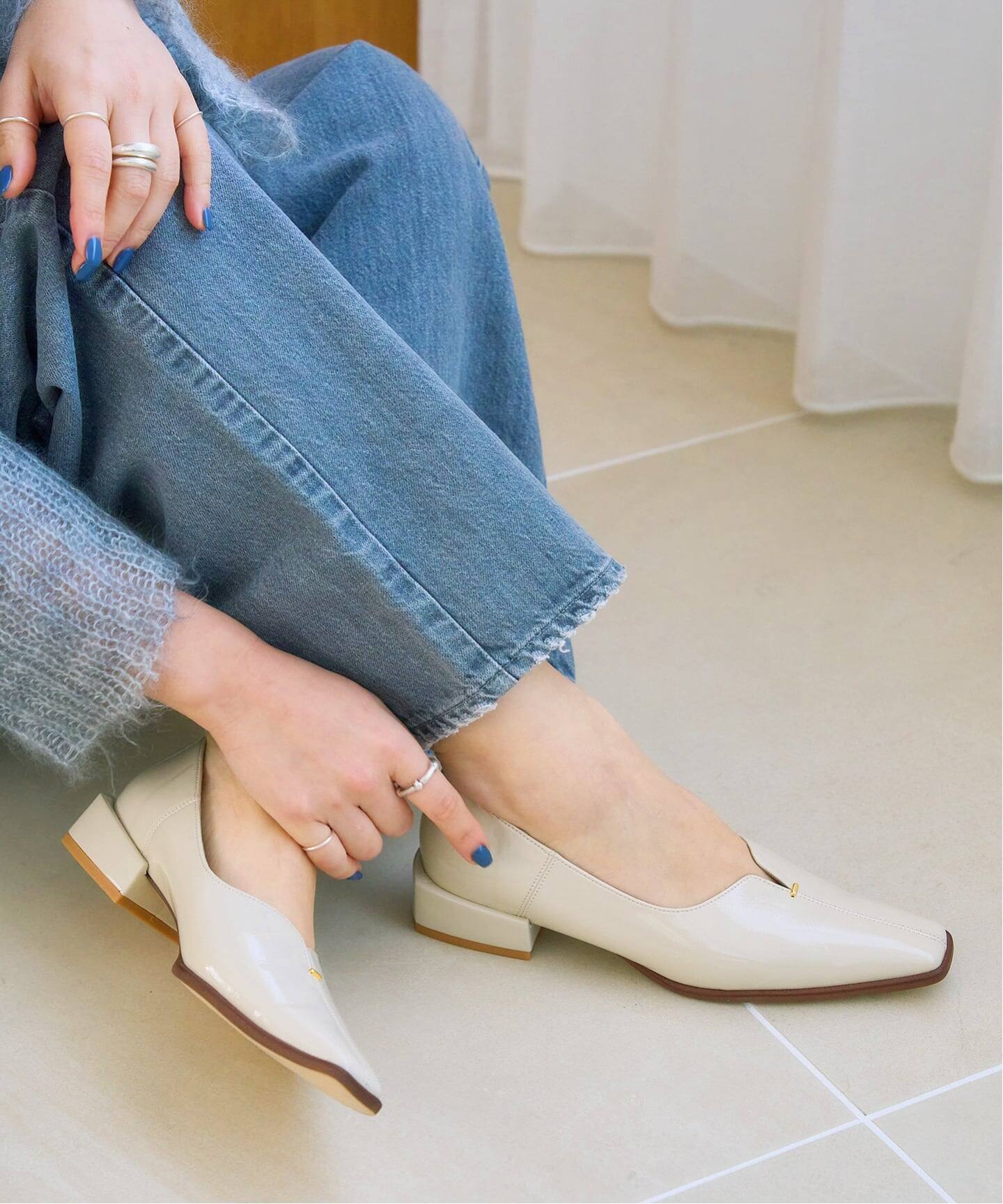 MH5◆新品◆Le Talon 2.5cmスクエアスリットソフトフラット23.5 追加》2.5cmスクエアスリットソフトフラット（フラットシューズ）｜LE