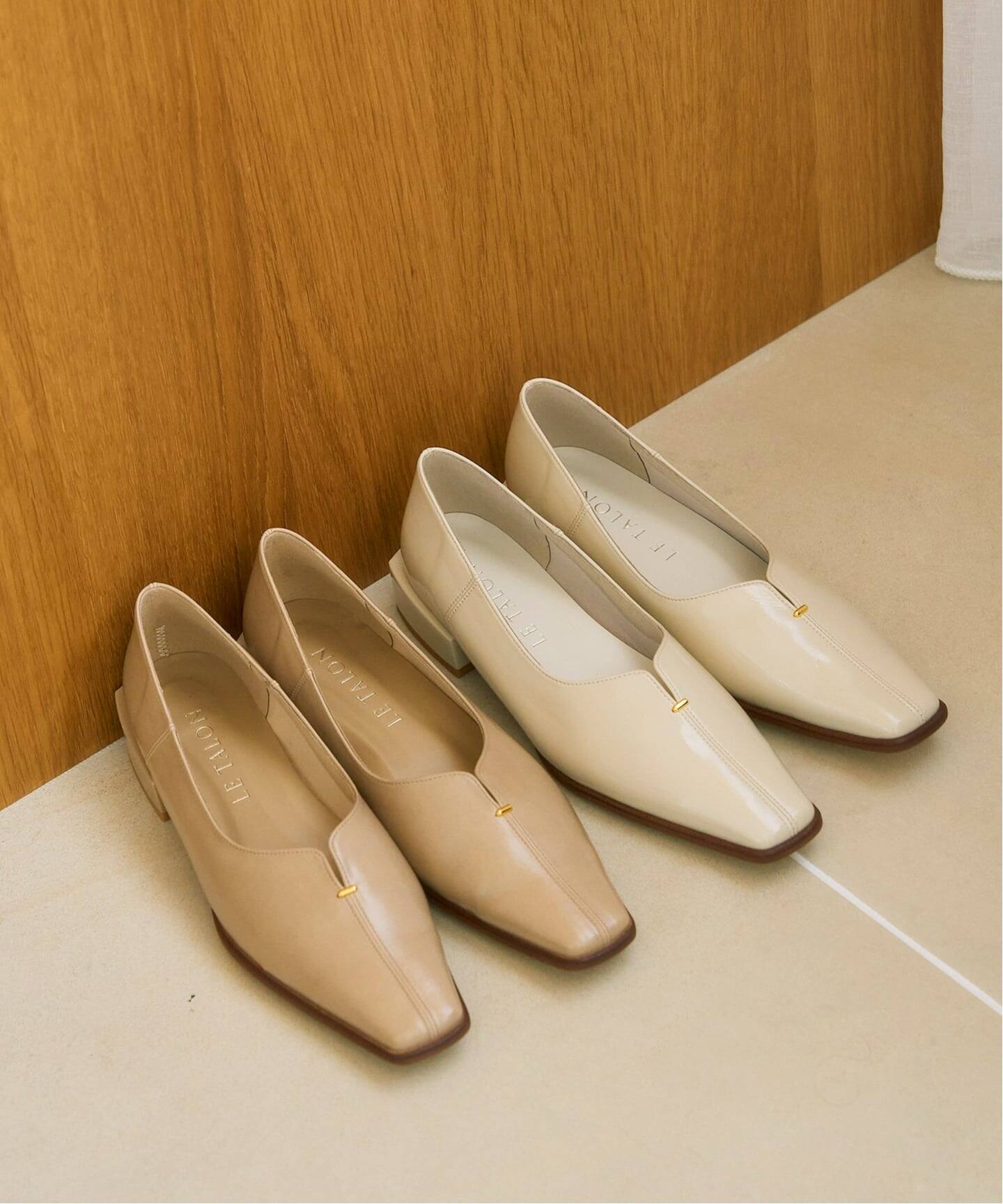 追加》2.5cmスクエアスリットソフトフラット（フラットシューズ）｜LE