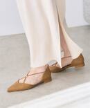 《追加予約》ポインテッドメタルクロスストラップフラット