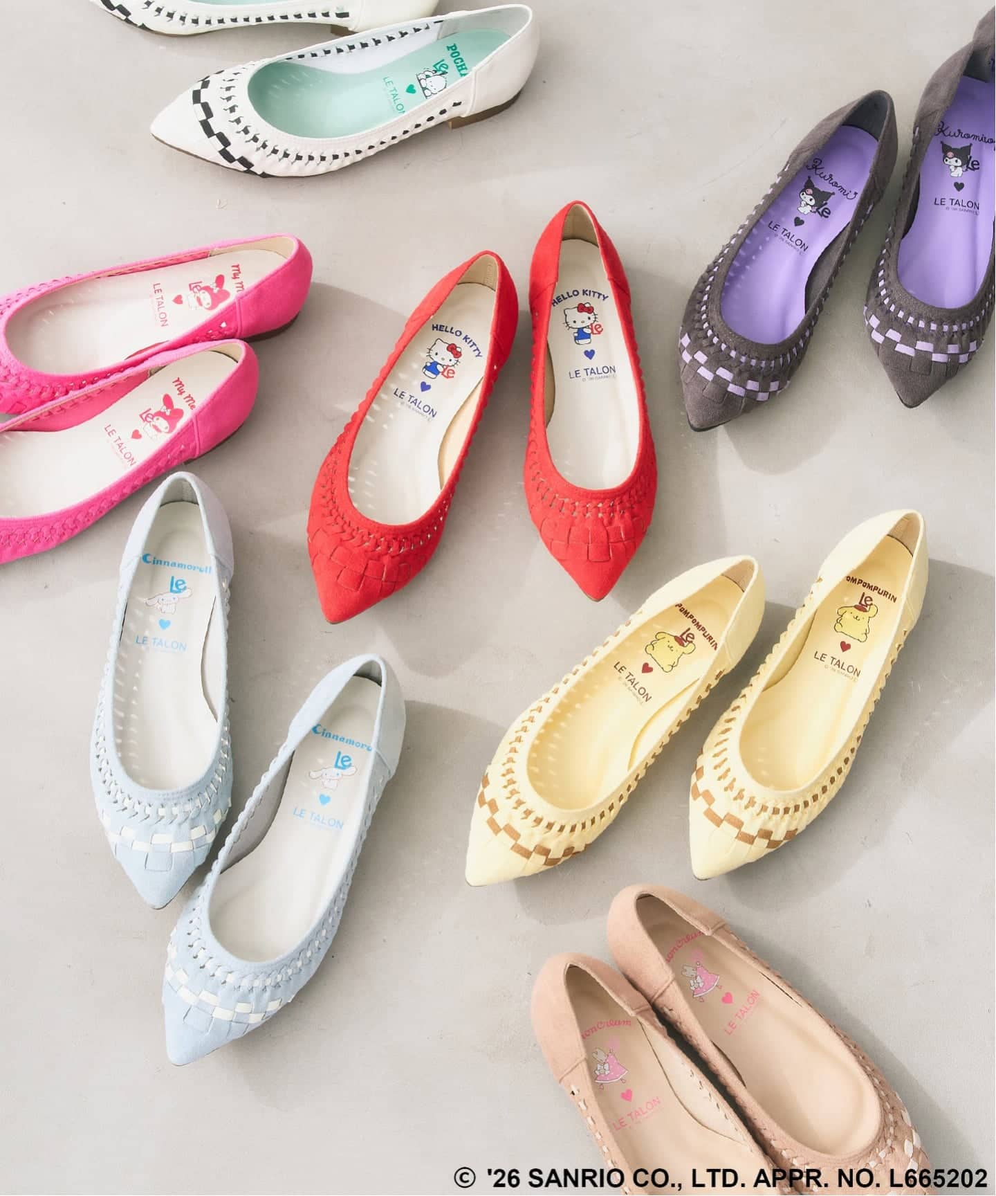 予約》Sanrio characters×LE TALON ポインテッドサシメッシュフラット