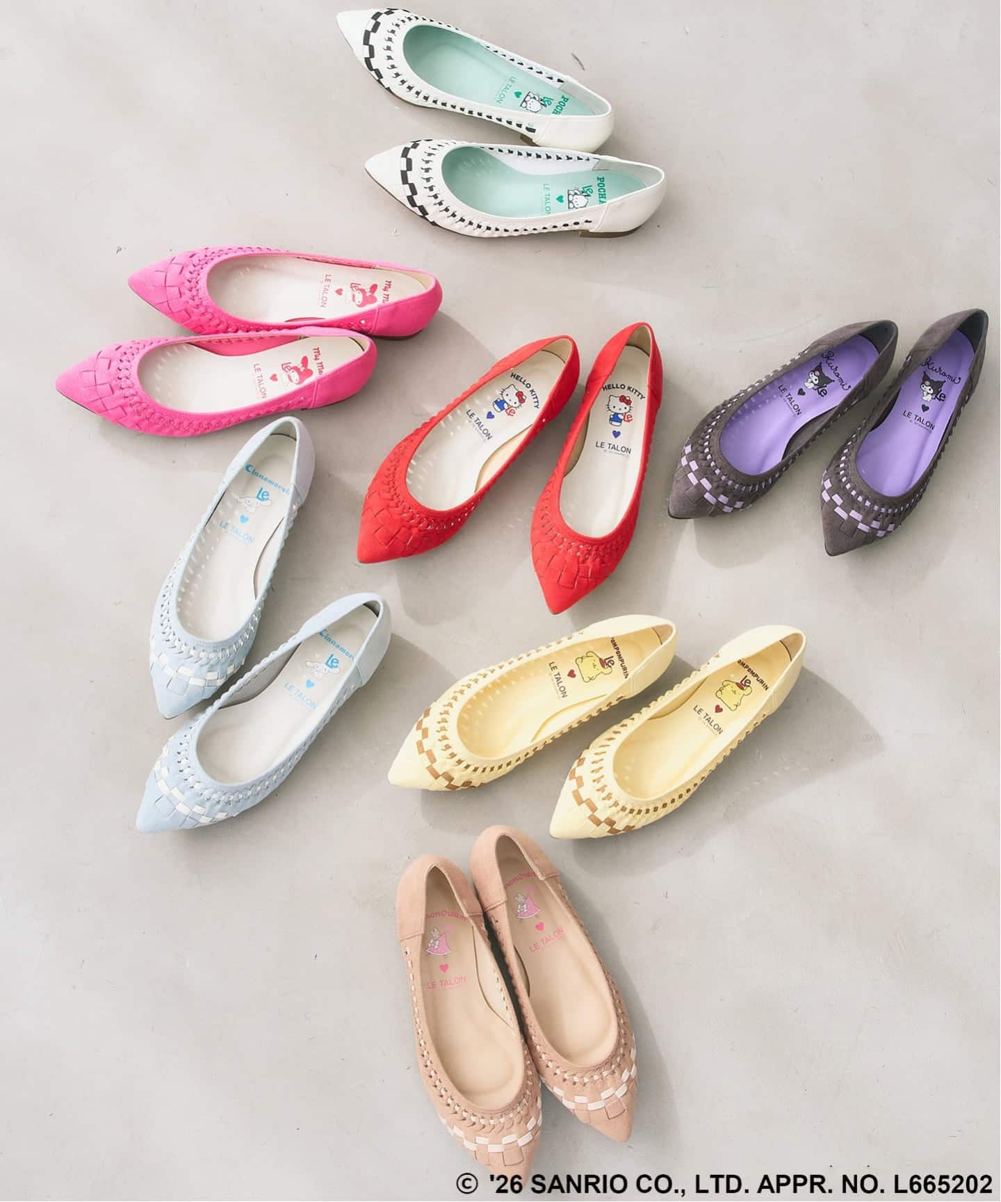 予約》Sanrio characters×LE TALON ポインテッドサシメッシュフラット
