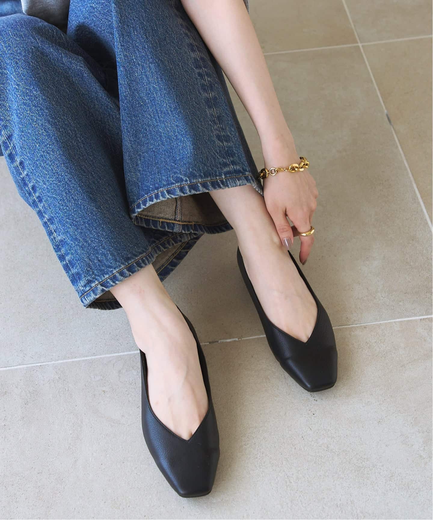 Le talon シューズ ≪追加≫スクエアVカットフラット（フラットシューズ）｜LE TALON（ル