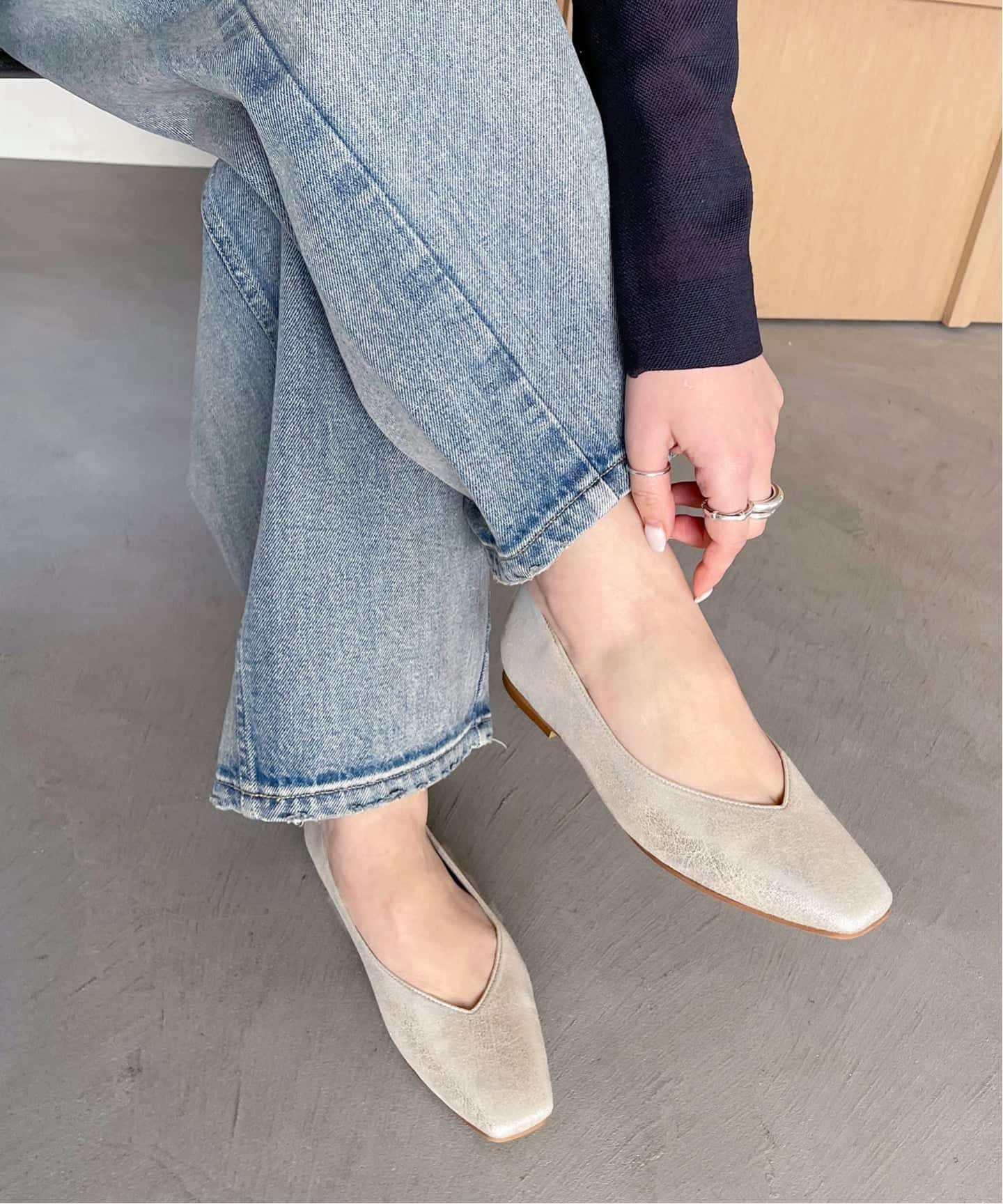 ≪追加≫スクエアVカットフラット（フラットシューズ）｜LE TALON（ル