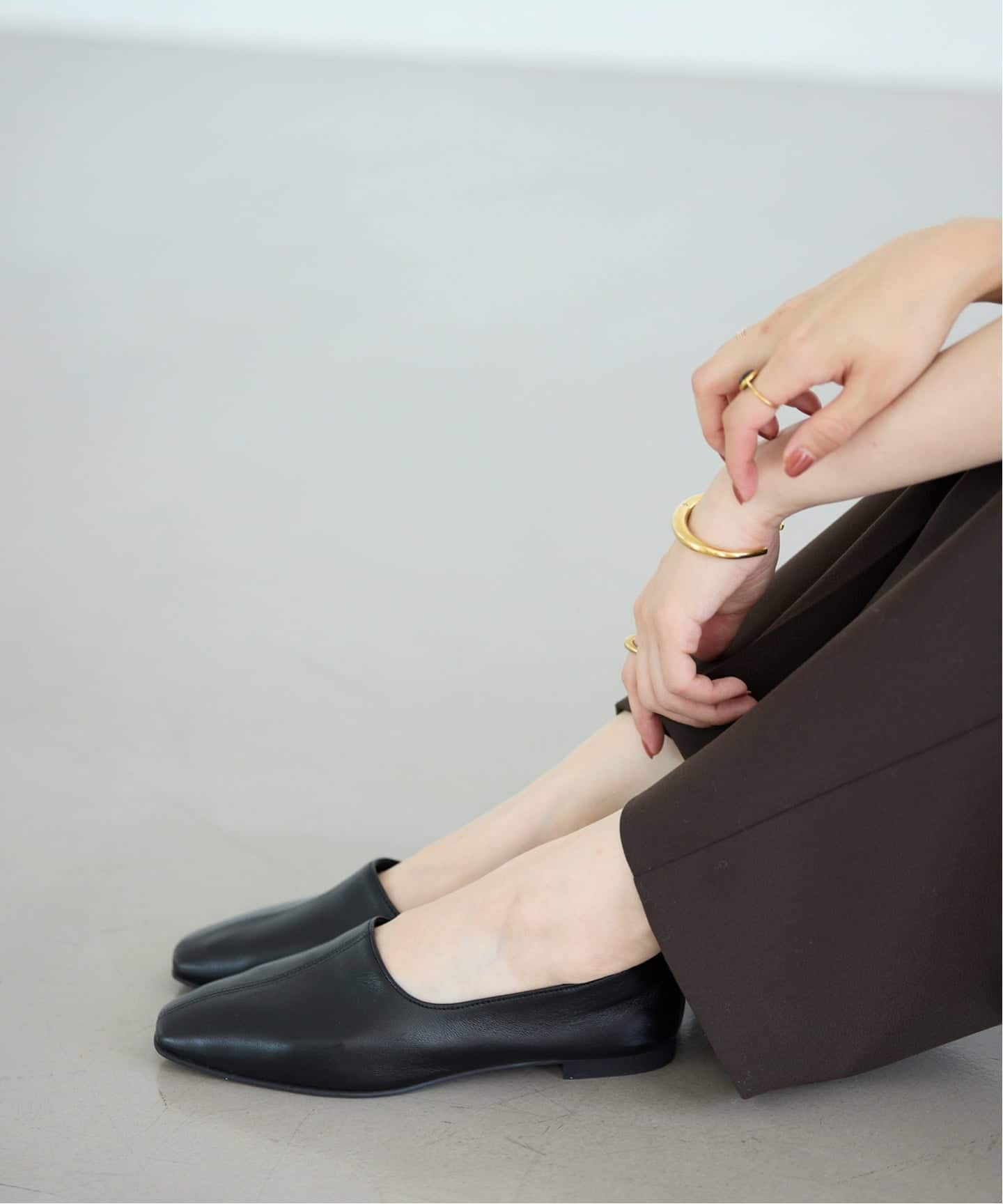 【１回着用】LE TALON ハイパンプフラットシューズ ブラック　24cm 追加》レザーソフトハイバンプフラット（フラットシューズ）｜LE TALON