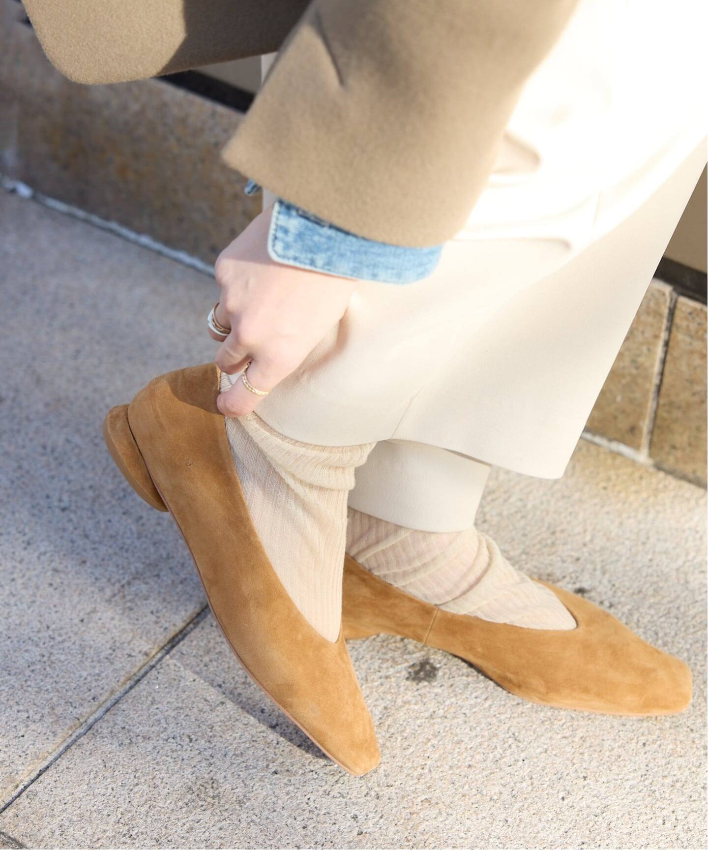 レザーオブリークスクエアフラット（フラットシューズ）｜LE TALON（ル