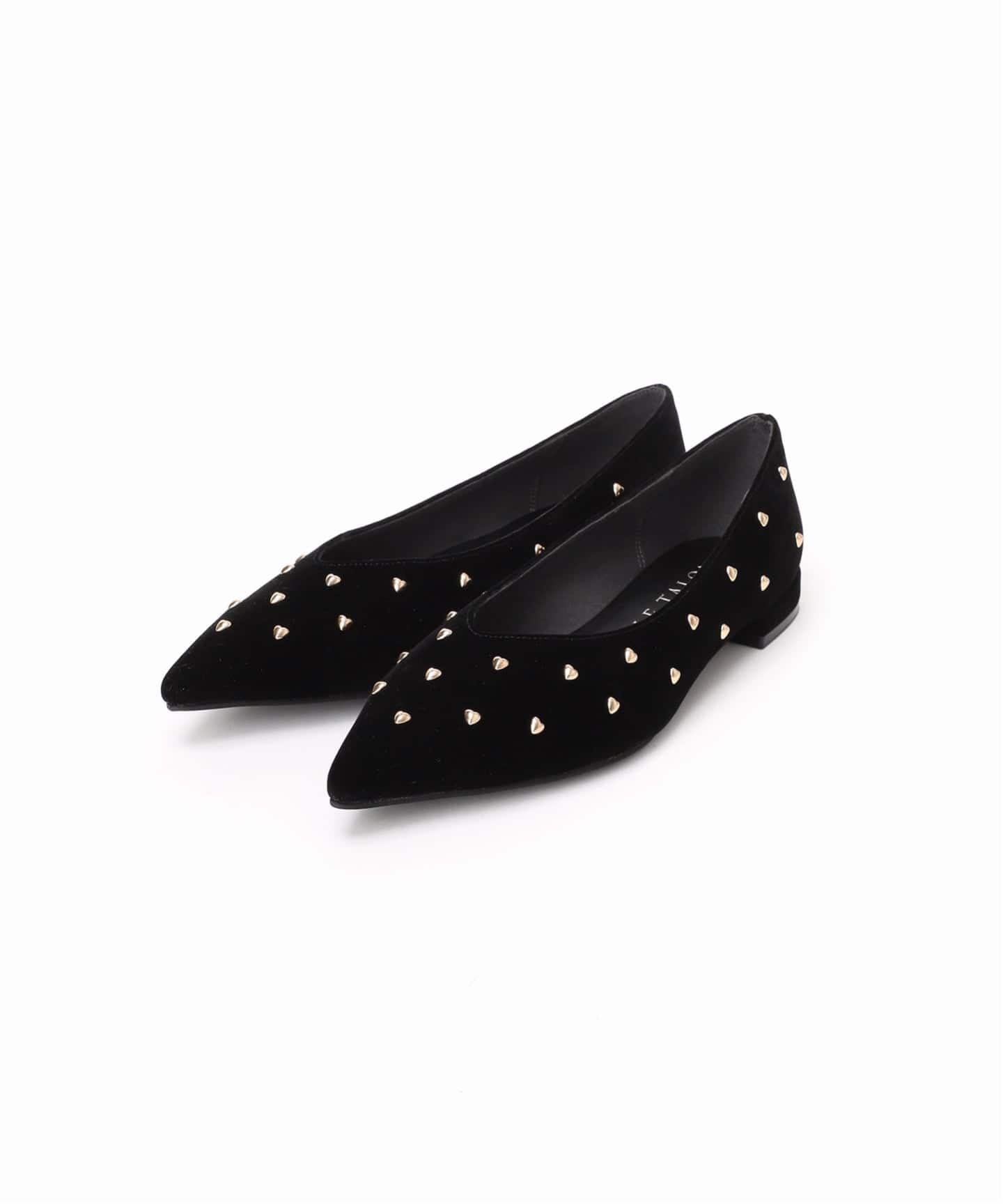 LE TALON ブラック ポインテッドトゥ フラットシューズ LE TALON パンプス 《追加》ポインテッドワンストラップフラット