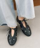 ディープカットスタッズフラットシューズ