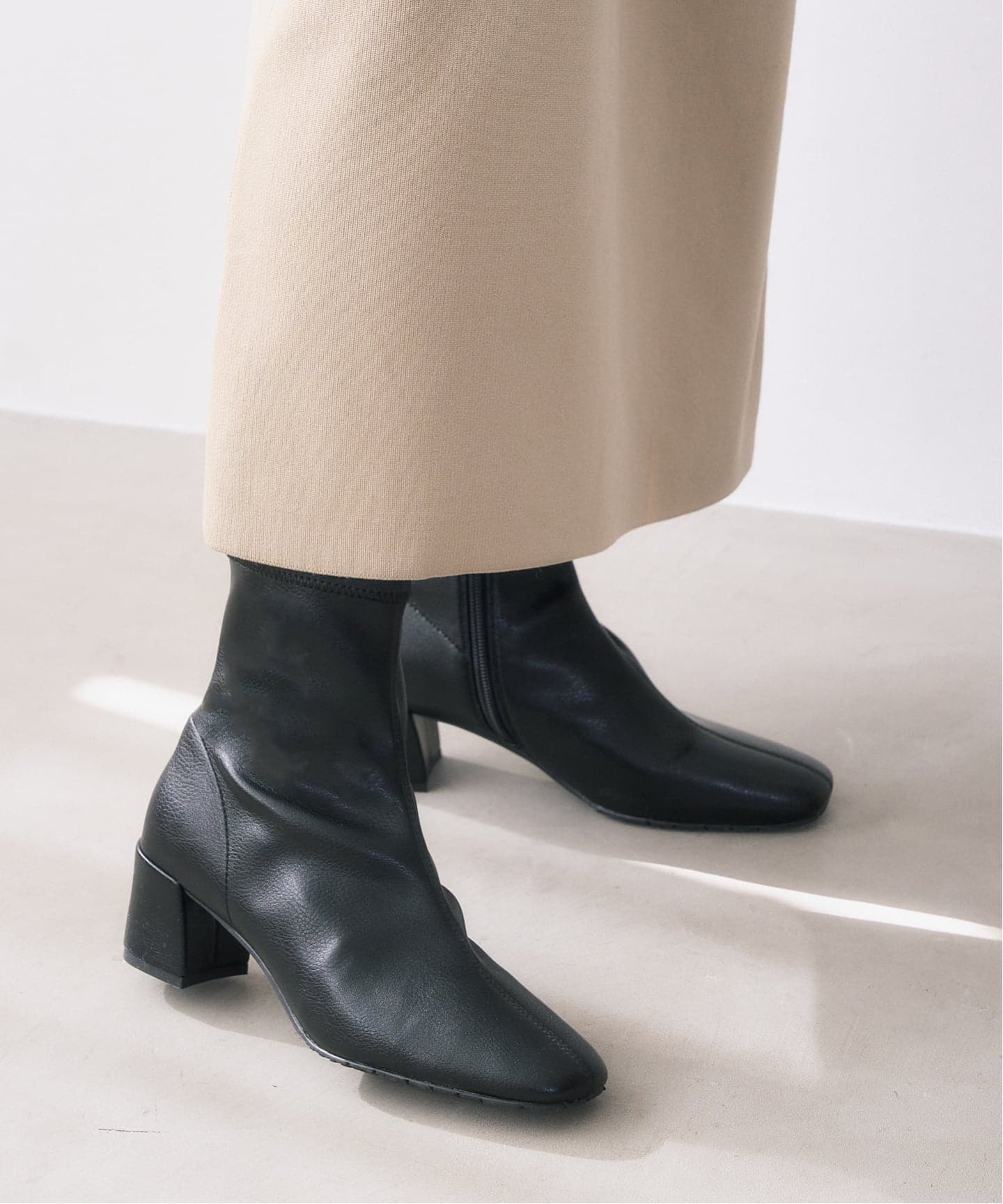 【大人気】ルタロン 5cmスクエアフィットショートブーツ ブラック LE TALON（ル タロン） ブーツ 「追加」5cmスクエアフィットショート