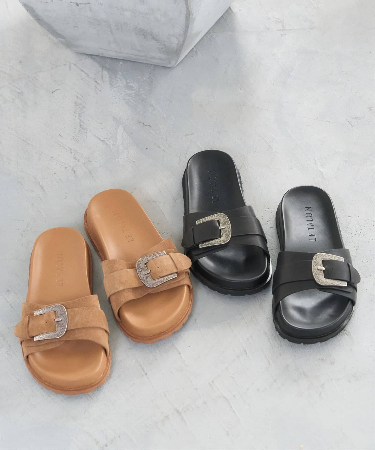 スパンデビル ダルマロンパ 予約》レザーベルトバックルスライダー（サンダル）｜LE TALON（ル