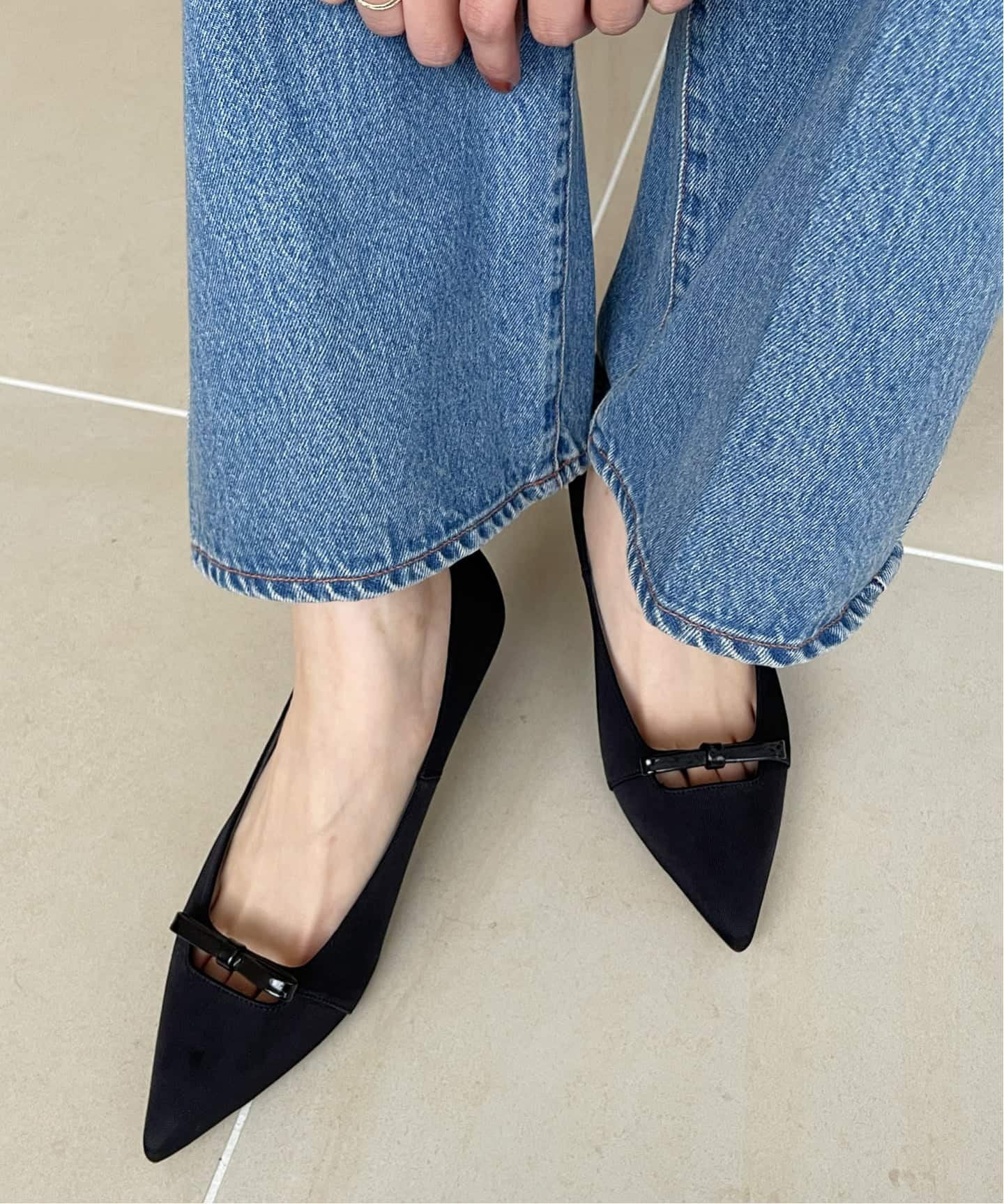 予約》5cmポインテッドナローリボンパンプス（パンプス）｜LE TALON