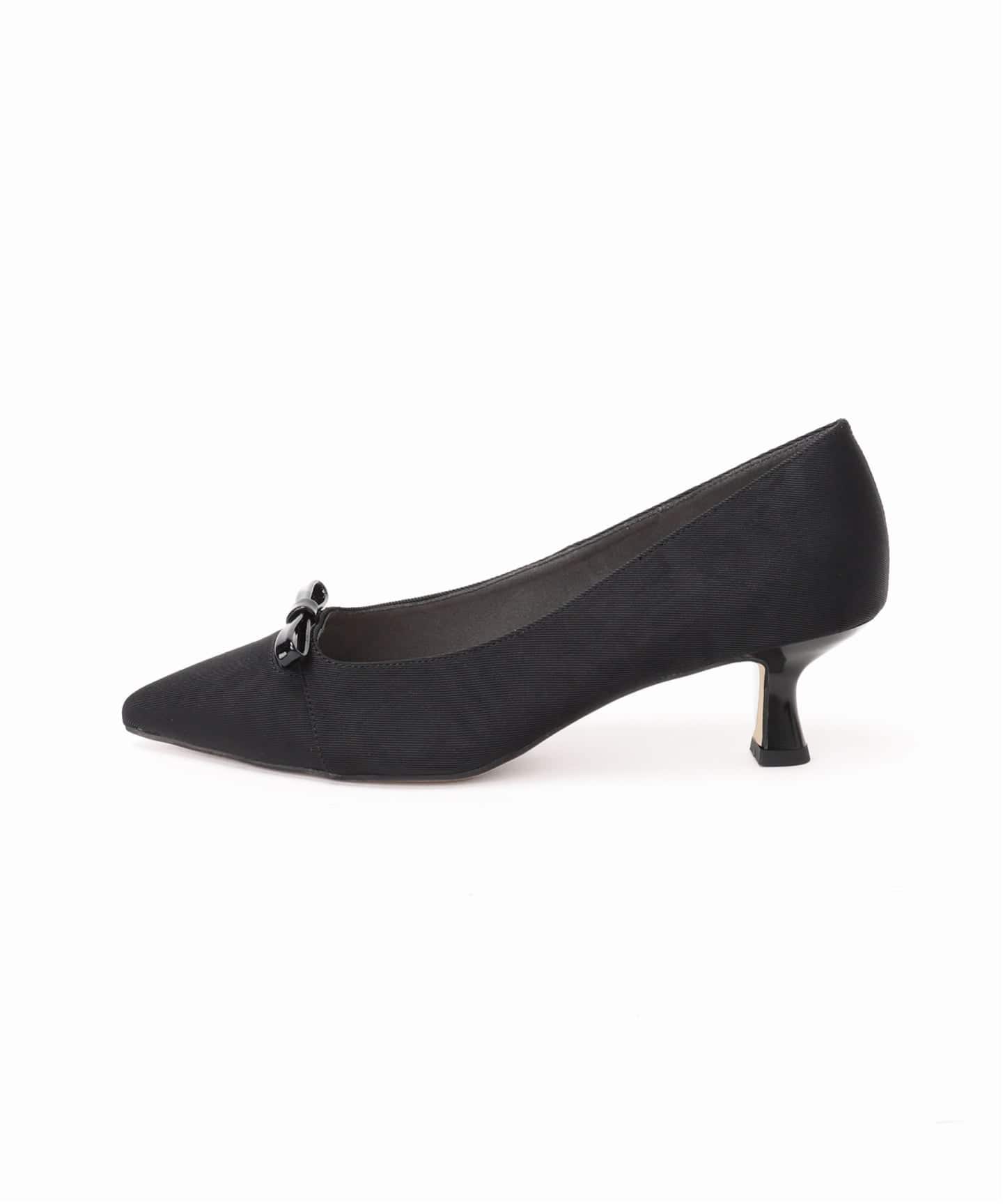美品 LE TALON ポインテッド プレートリボンパンプス 黒 25.5 5cmポインテッドナローリボンパンプス（パンプス）｜LE TALON（ル
