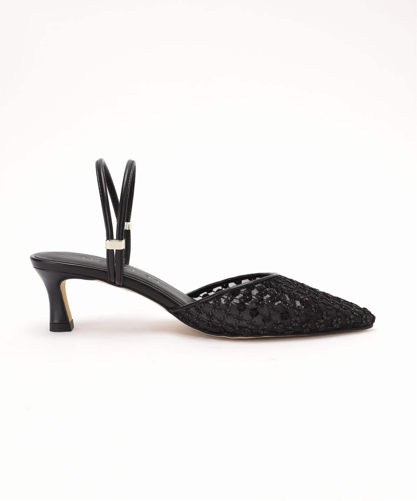 予約》5cmポインテッドフラワースパンコールミュール（パンプス）｜LE