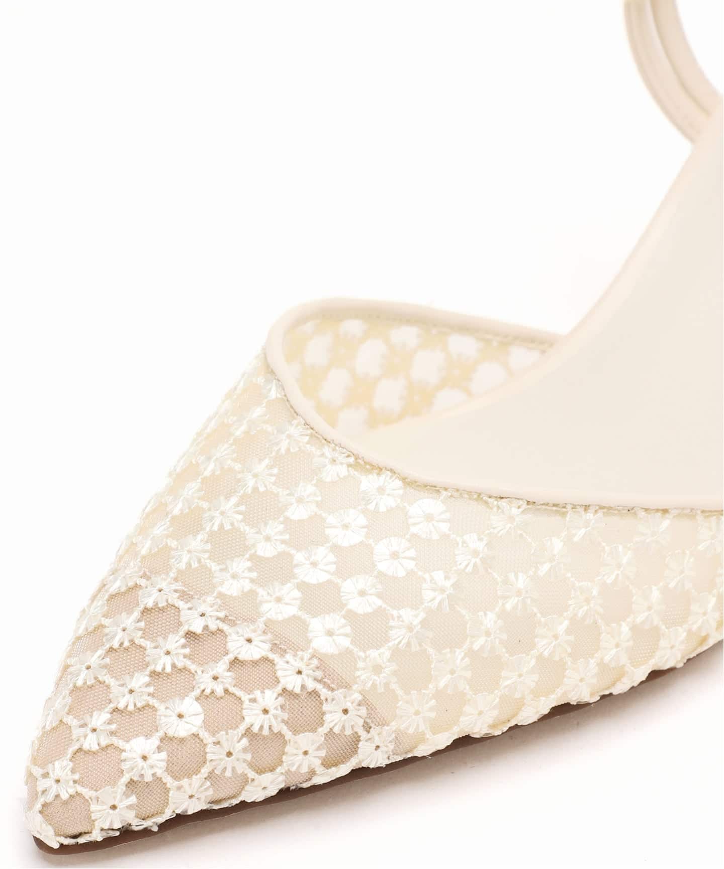 予約》5cmポインテッドフラワースパンコールミュール（パンプス）｜LE