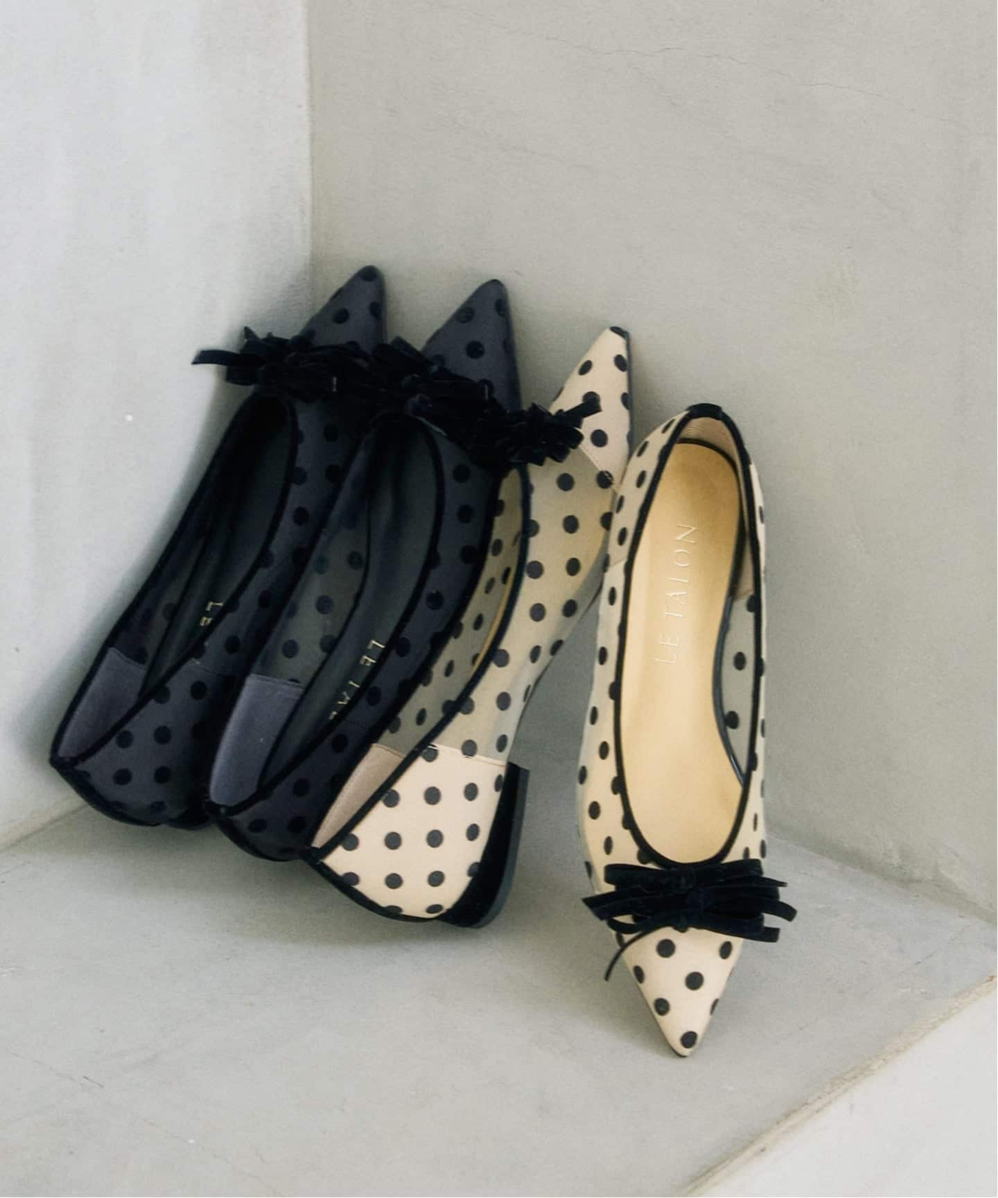 LE TALON ルタロン ポインテッドチュールリボンフラット 23.5 追加》ポインテッドチュールリボンフラット（フラットシューズ）｜LE