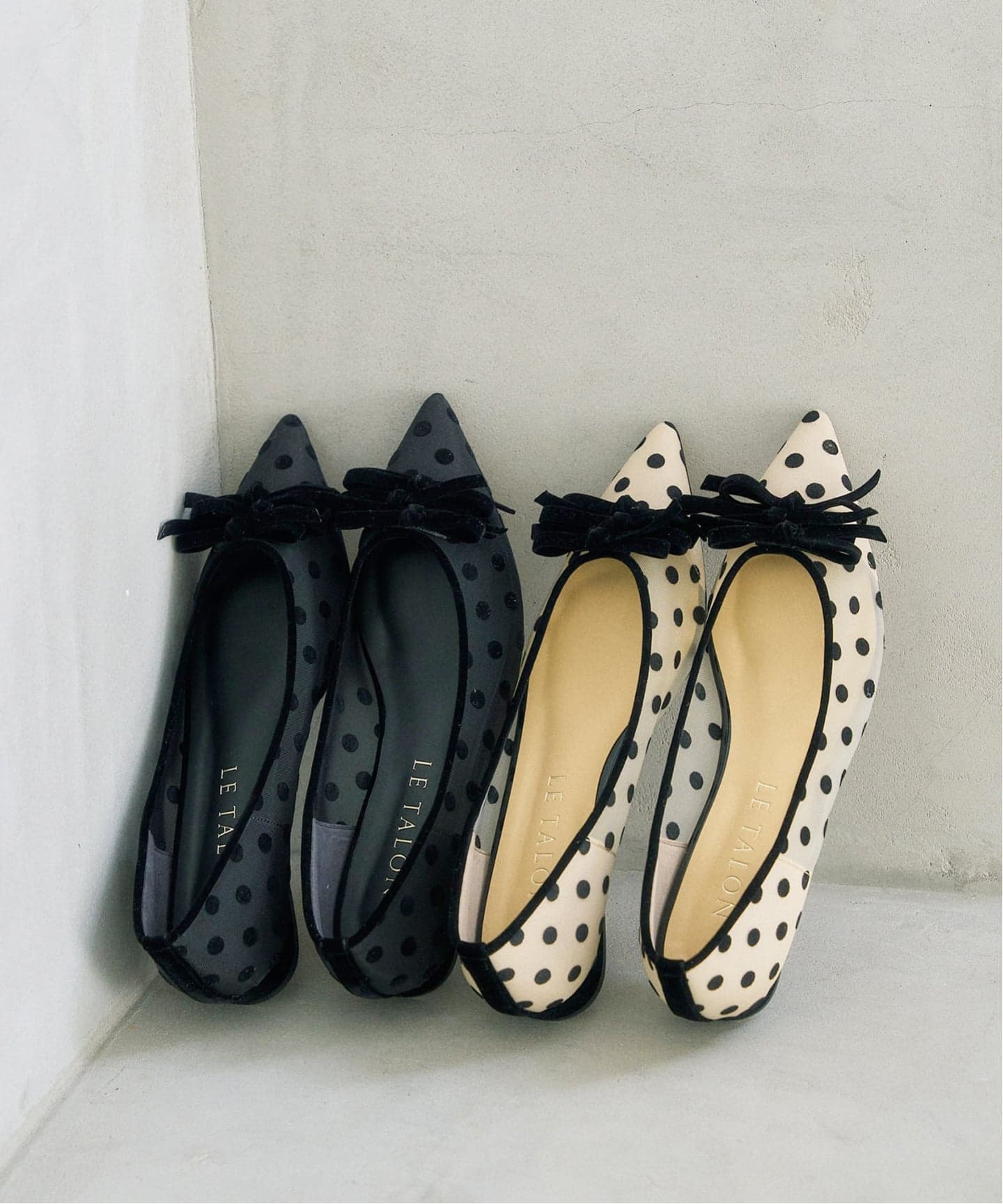 予約》ポインテッドチュールメニーリボンフラット（フラットシューズ