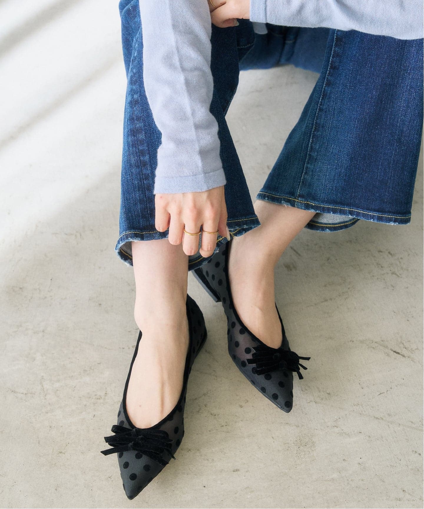 LE TALON ルタロン ポインテッドチュールリボンフラット 23.5 LE TALON（ルタロン）の「《追加3》ポインテッドチュールリボン