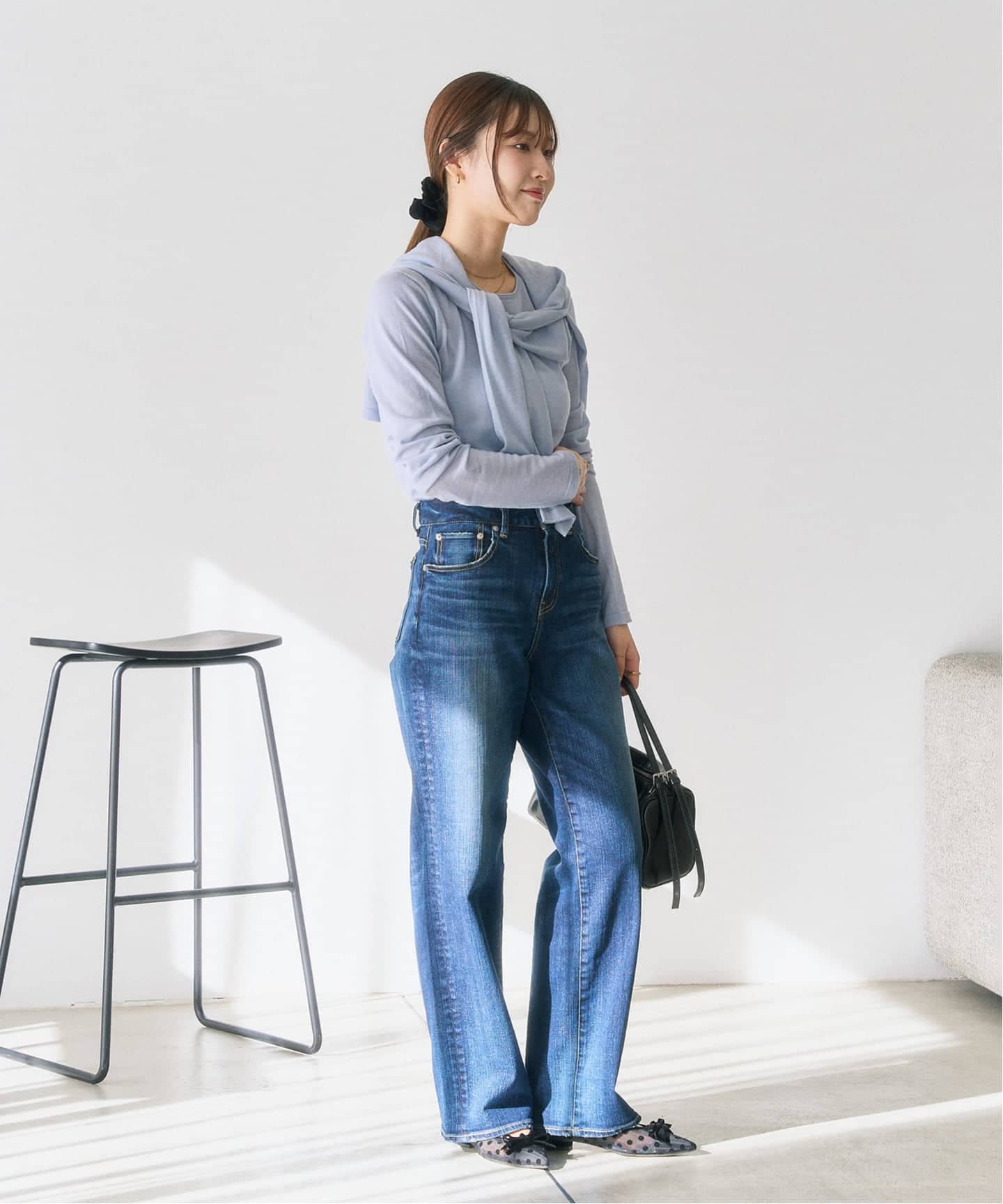 追加》ポインテッドチュールメニーリボンフラット（フラットシューズ