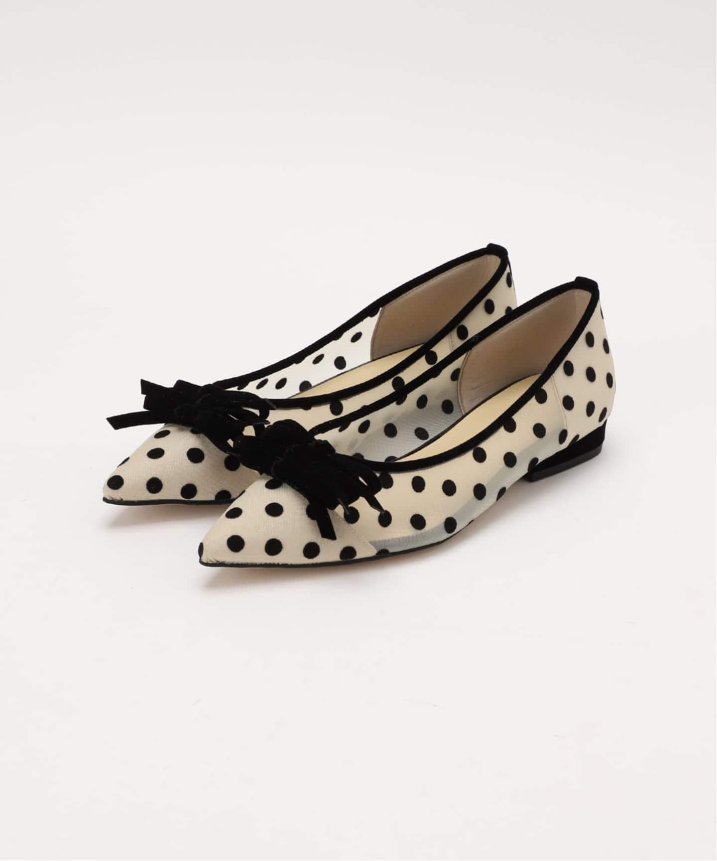 予約》ポインテッドチュールメニーリボンフラット（フラットシューズ