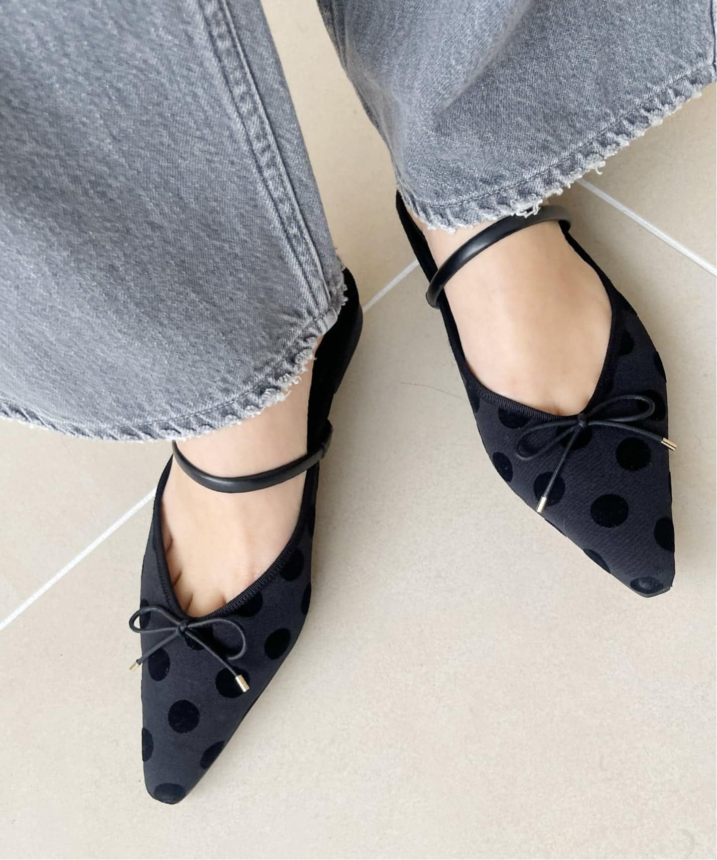 フレンチスクエアドットバレエミュール（フラットシューズ）｜LE TALON