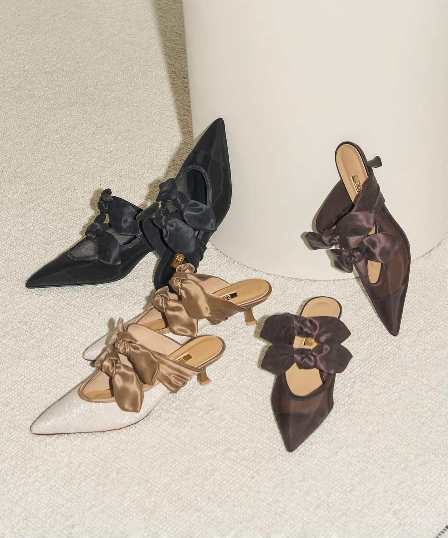 WEB+一部店舗限定》GRISE ポインテッド DOUBLE BOW ミュール（パンプス