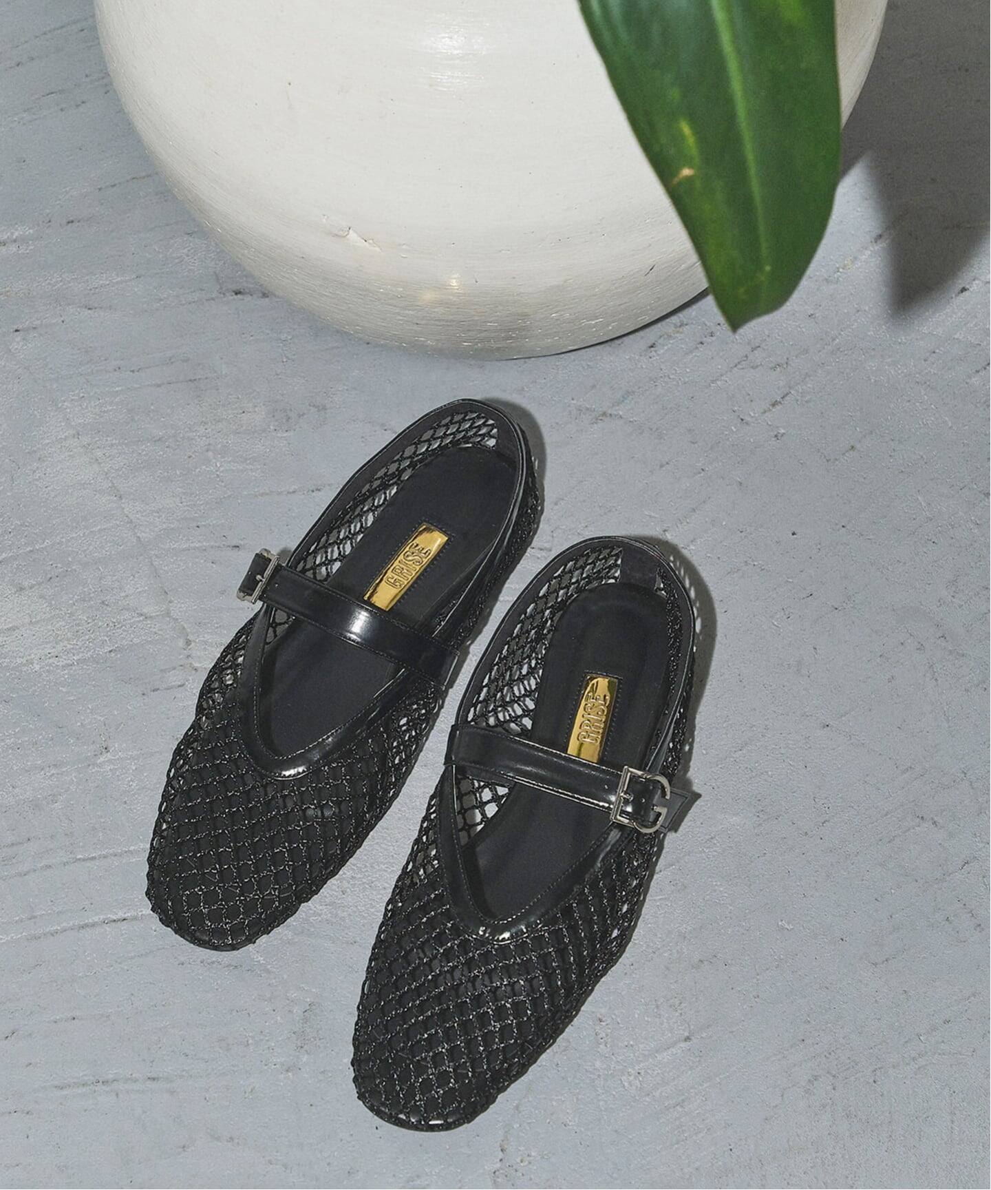 【美品】Le Talonルタロングリーズ　メッシュ メリージェーン　ブラック完売 GRISEメッシュメリージェーン（フラットシューズ）｜LE TALON（ル