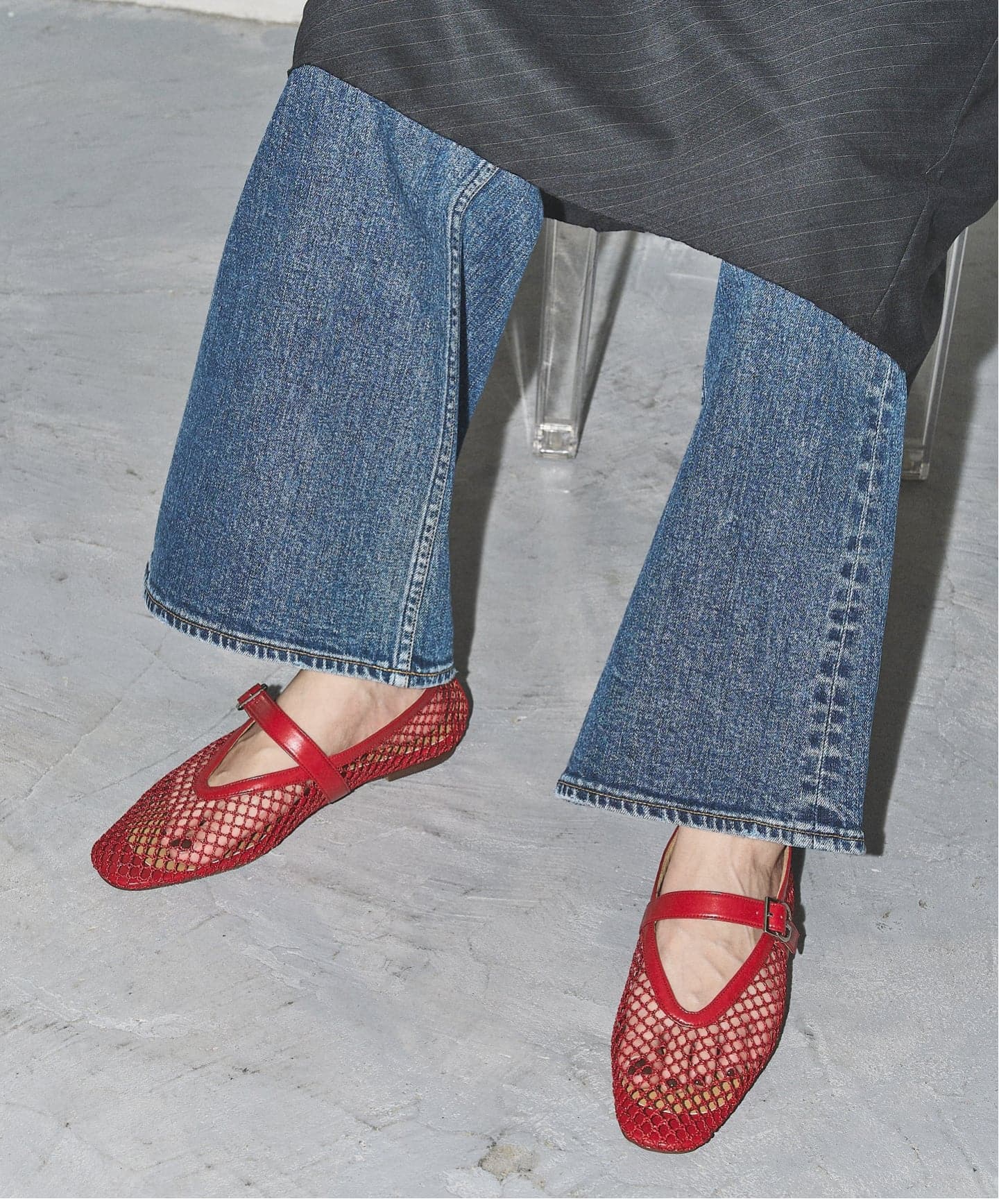 予約》GRISEメッシュメリージェーン（フラットシューズ）｜GRISE