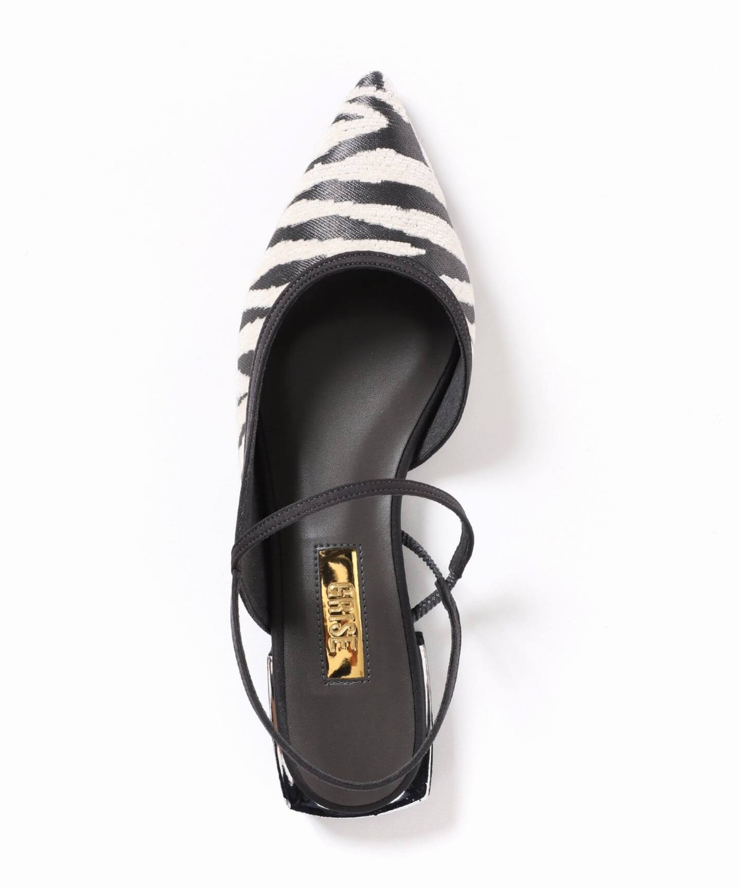 GRISEポインテッドコンビストラップスリングバック（フラットシューズ