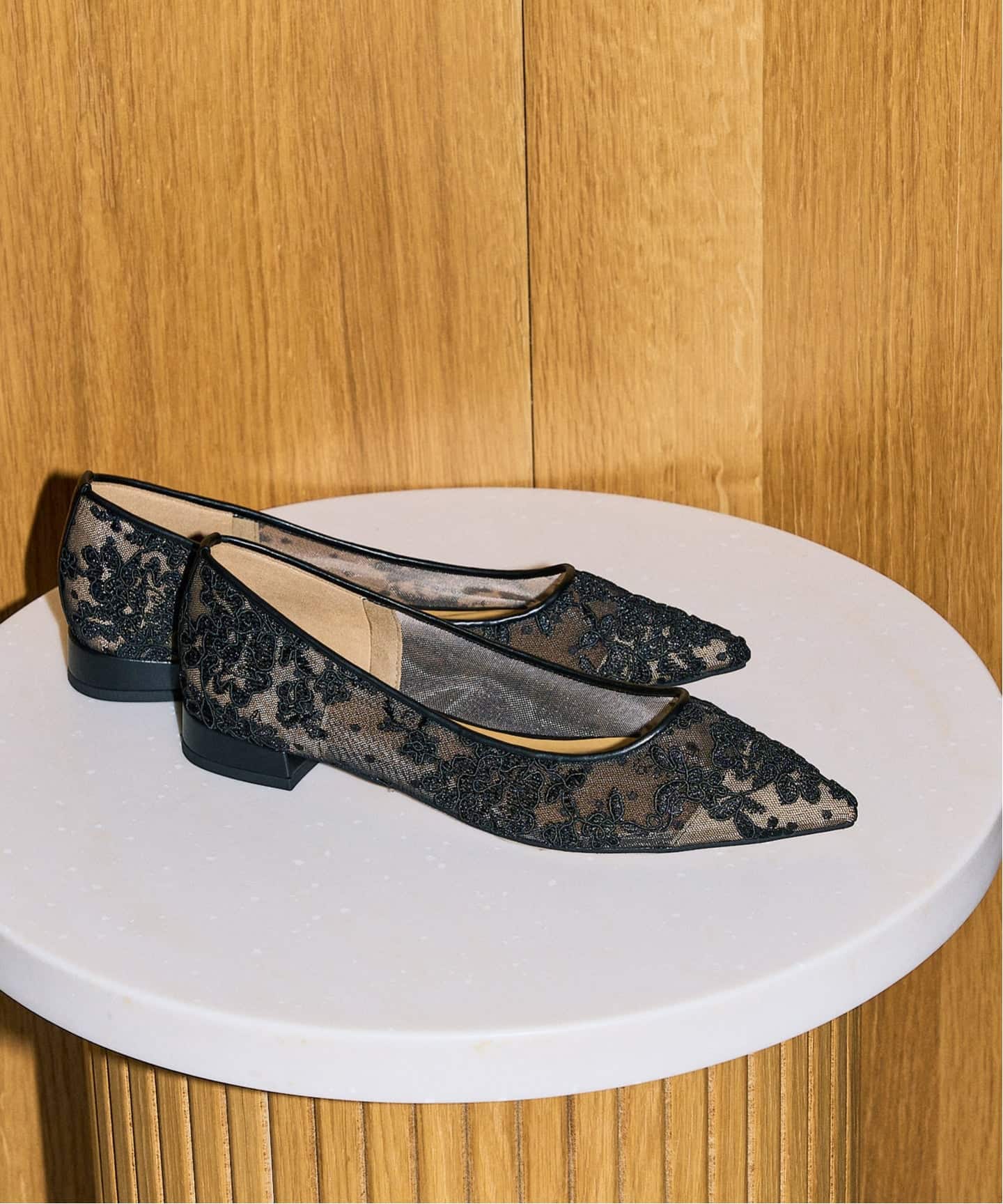 追加》GRISEポインテッドチュールフラット（フラットシューズ）｜LE