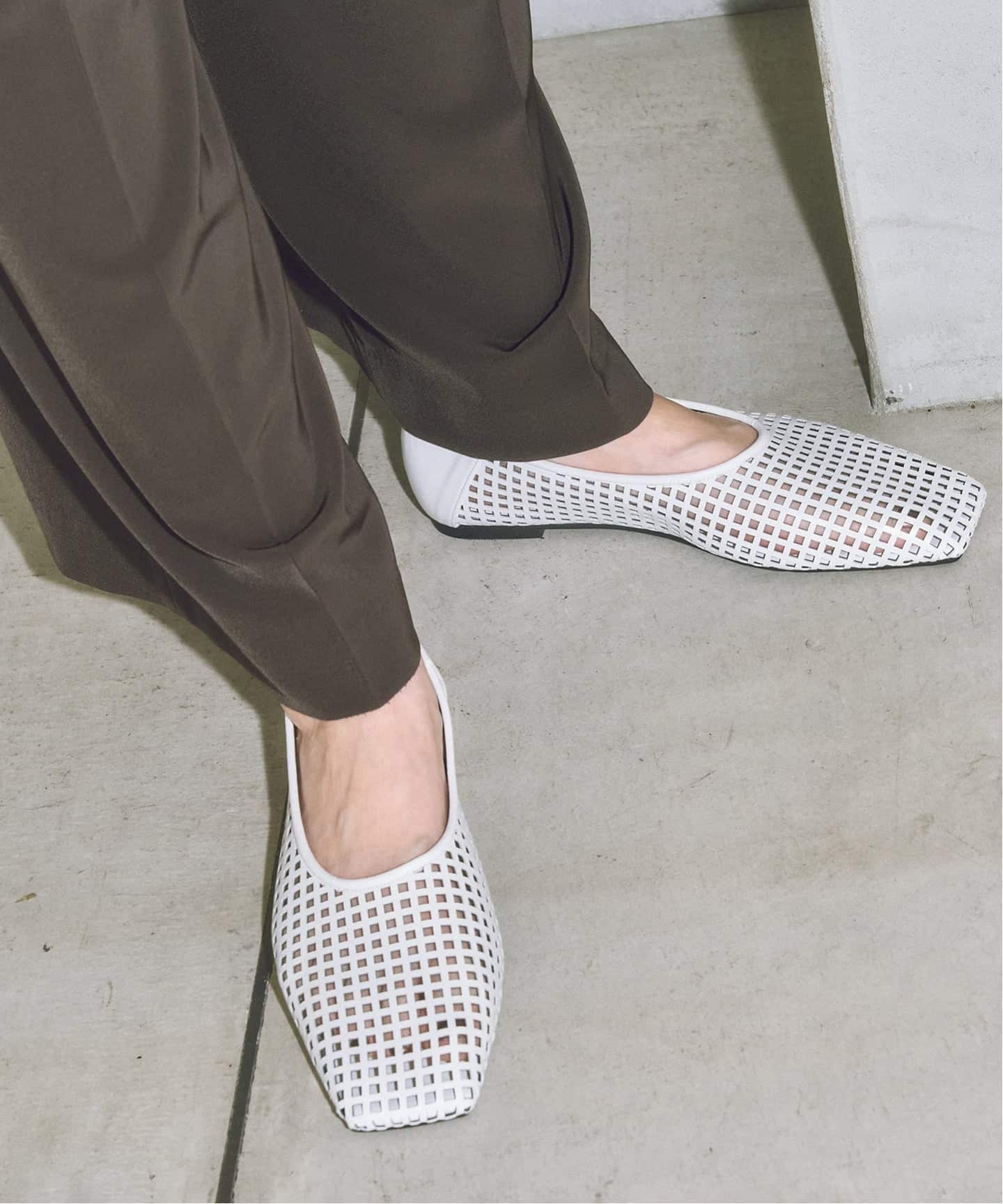 GRISE スクエア LATTICE CUT フラット（フラットシューズ）｜LE TALON