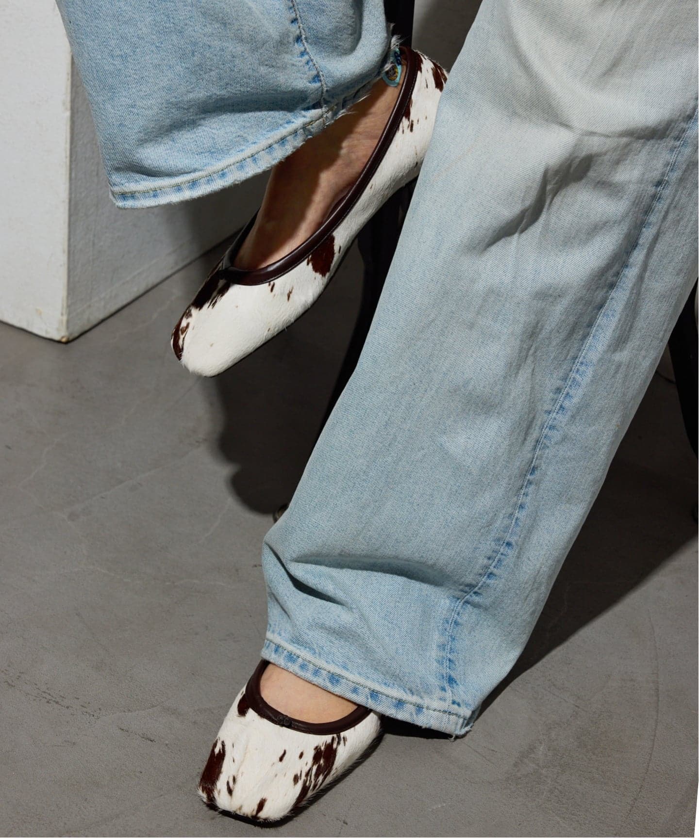 GRISEレザースクエアプリーツフラット（フラットシューズ）｜GRISE