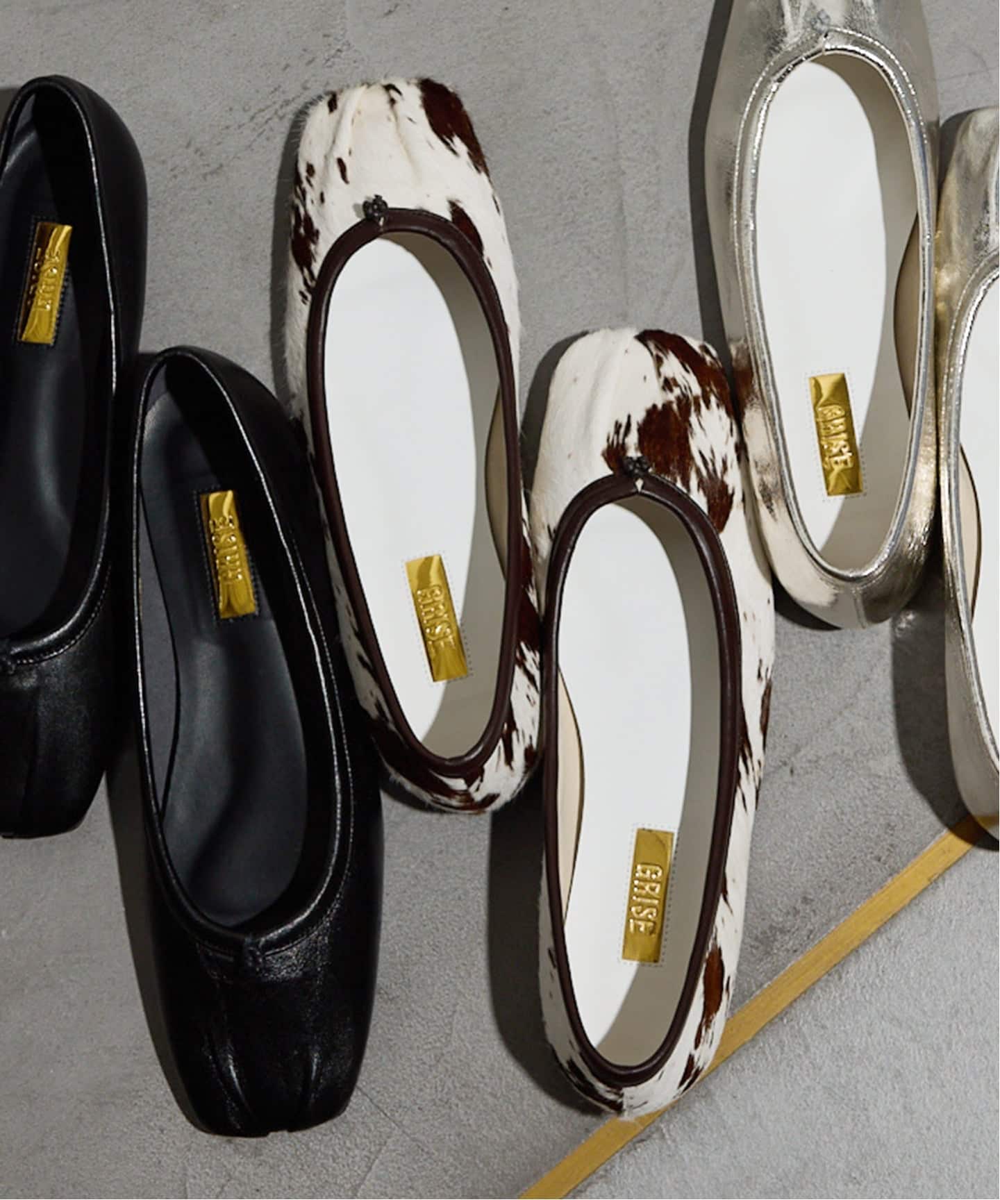 GRISEレザースクエアプリーツフラット（フラットシューズ）｜GRISE