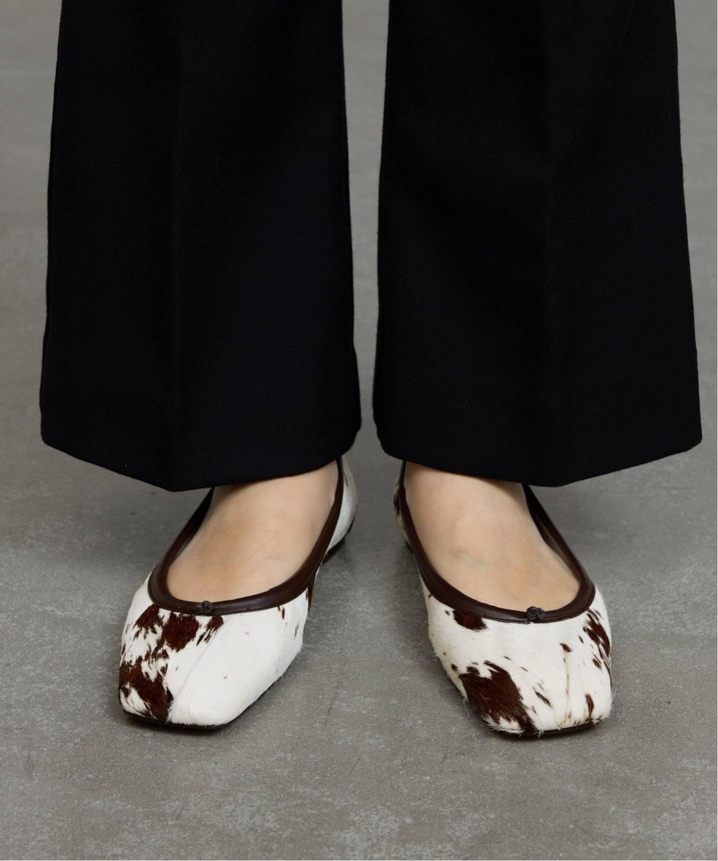 GRISEレザースクエアプリーツフラット（フラットシューズ）｜GRISE