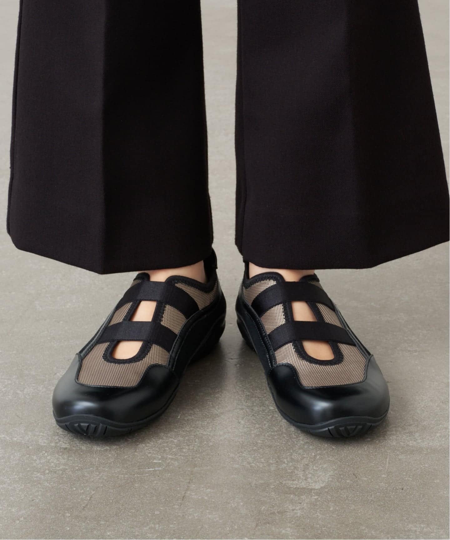 Le Talon GRISE レザーvibram ダブルベルト サンダル 37 GRISE VIBRAM ダブルストラップバレリーナ（スニーカー）｜LE TALON