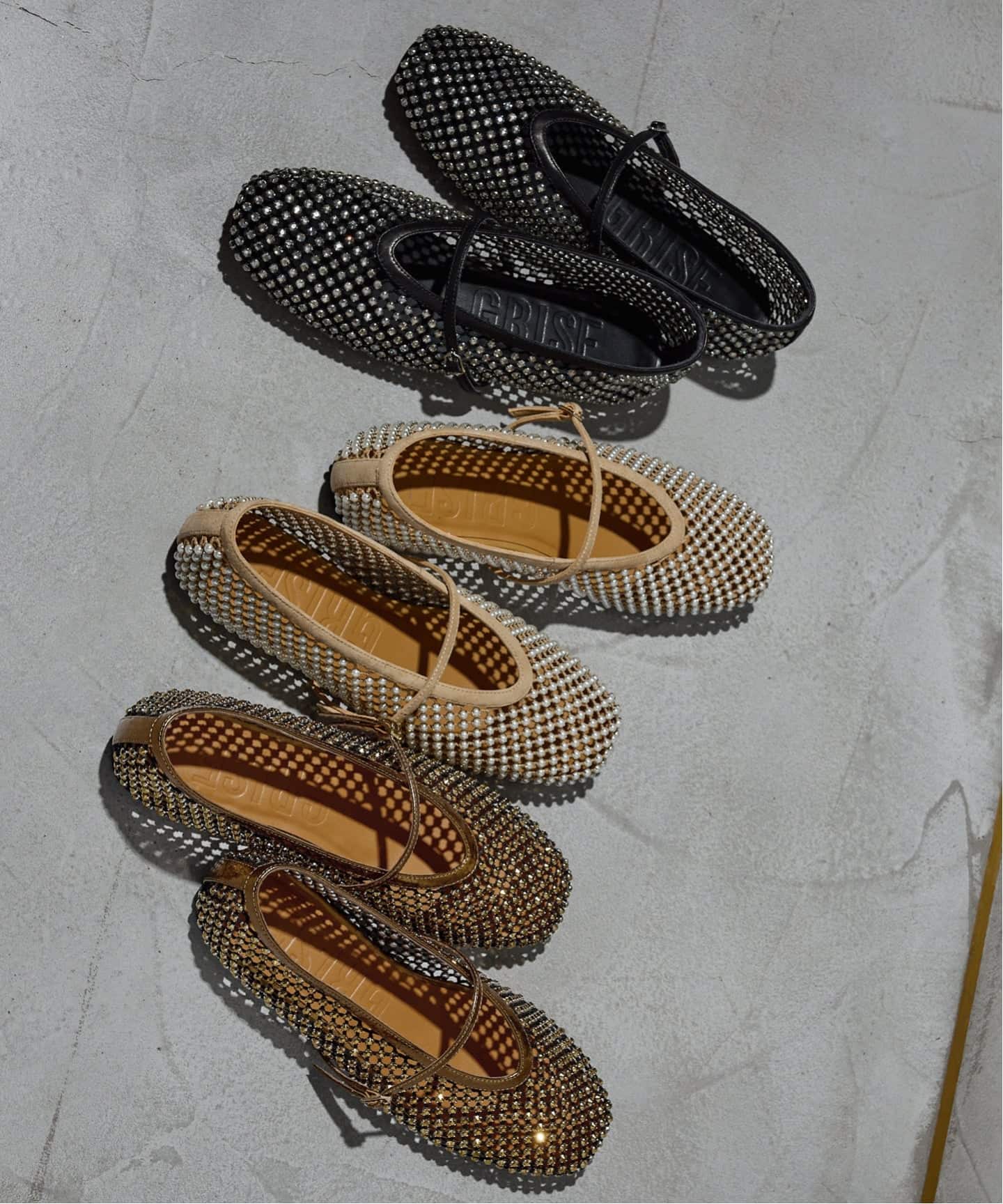 追加》GRISEビジューネットメリージェーン（フラットシューズ）｜GRISE