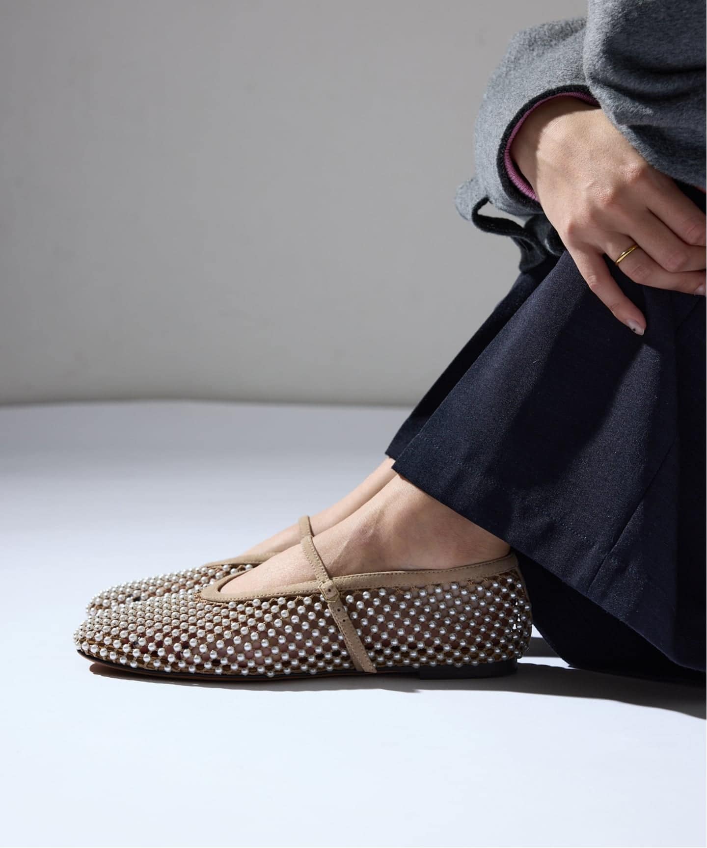 GRISEパールネットメリージェーン（フラットシューズ）｜GRISE