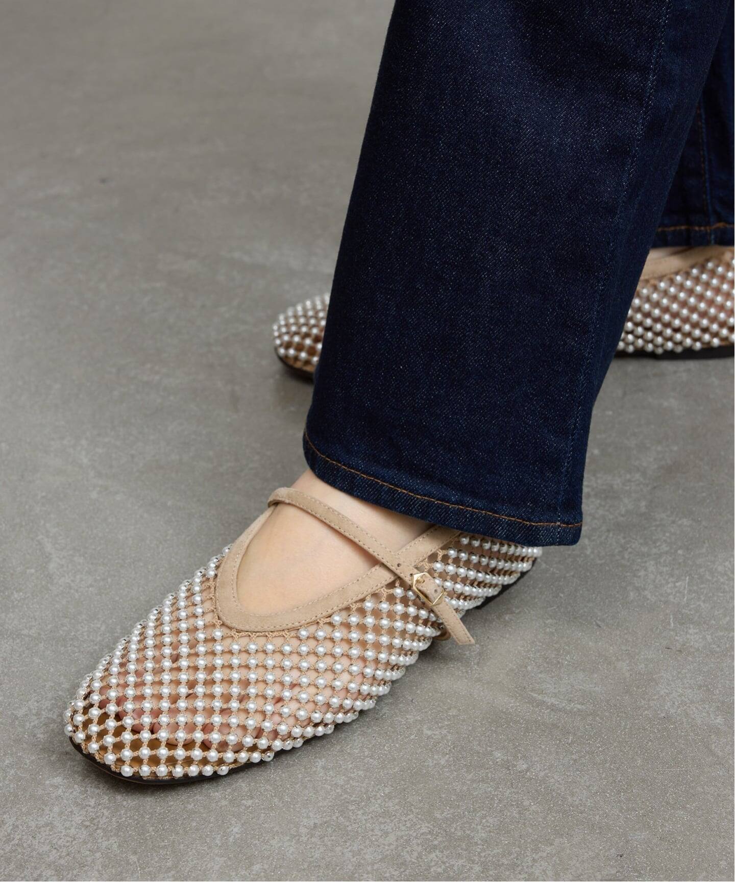 GRISEパールネットメリージェーン（フラットシューズ）｜GRISE