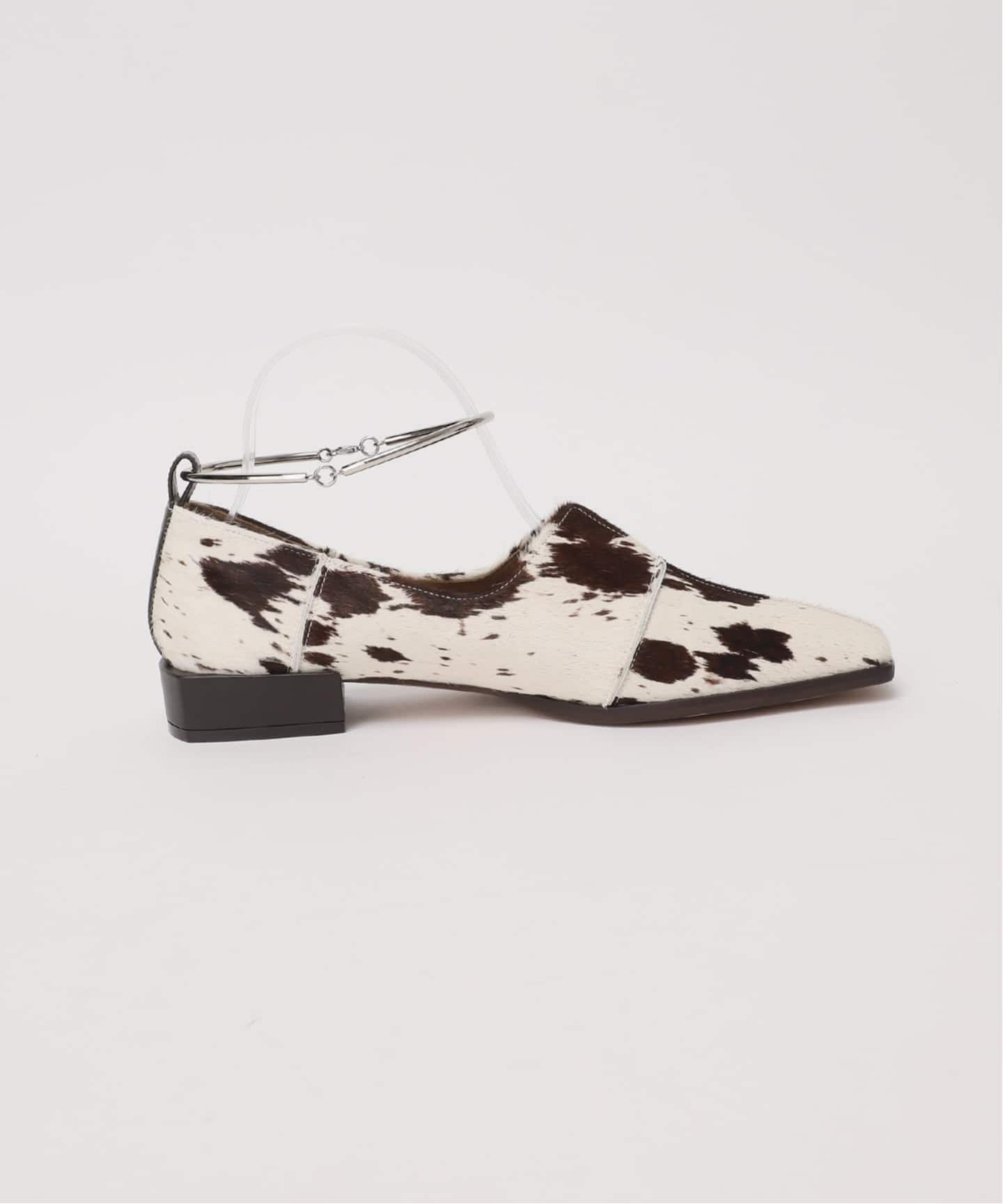 予約》GRISEレザースクエアクロスシームアンクルフラット（フラット